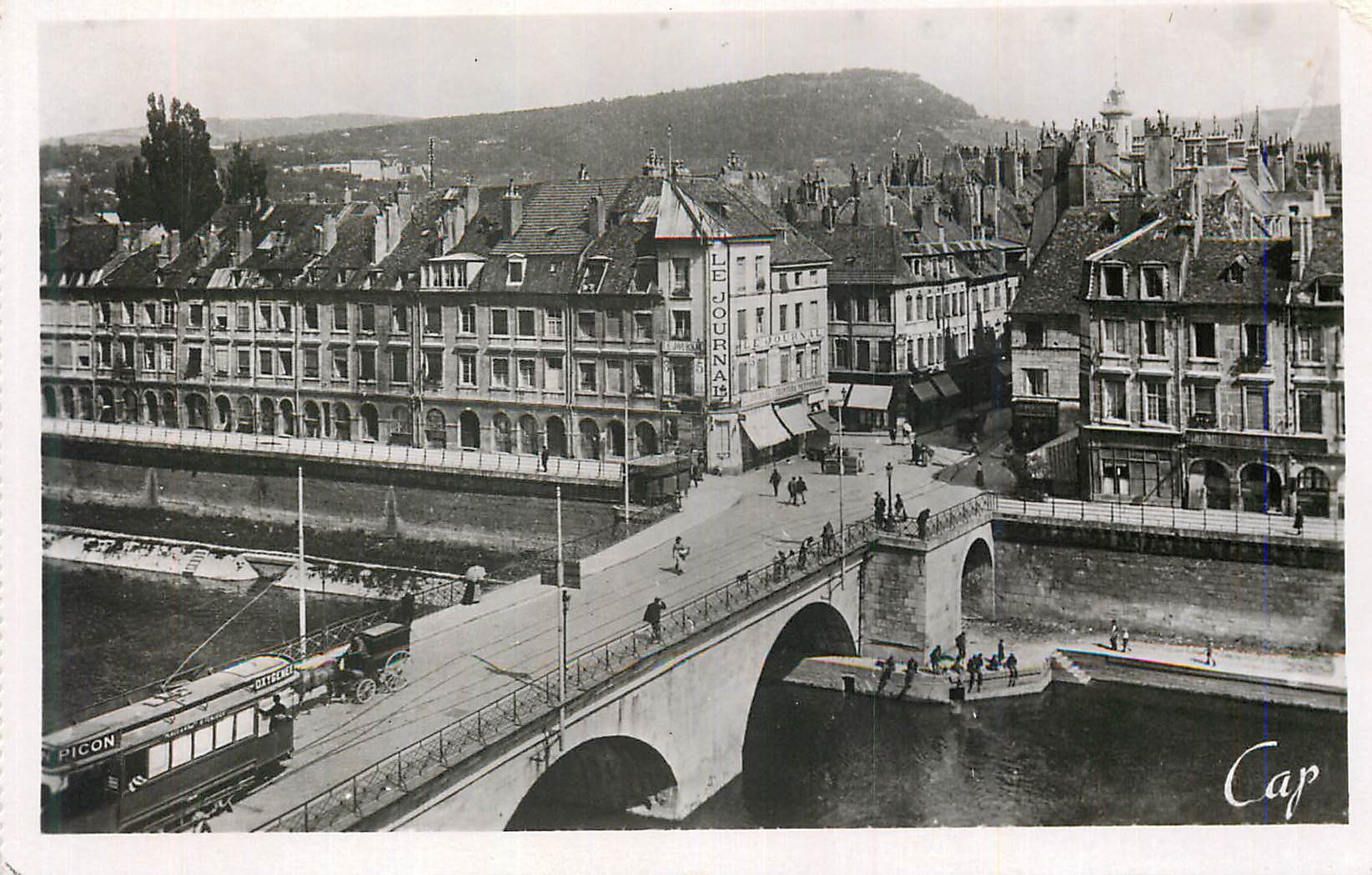Vue de Lyon — Pont de la Guillotière avec tramway Picon — éditeur Cap