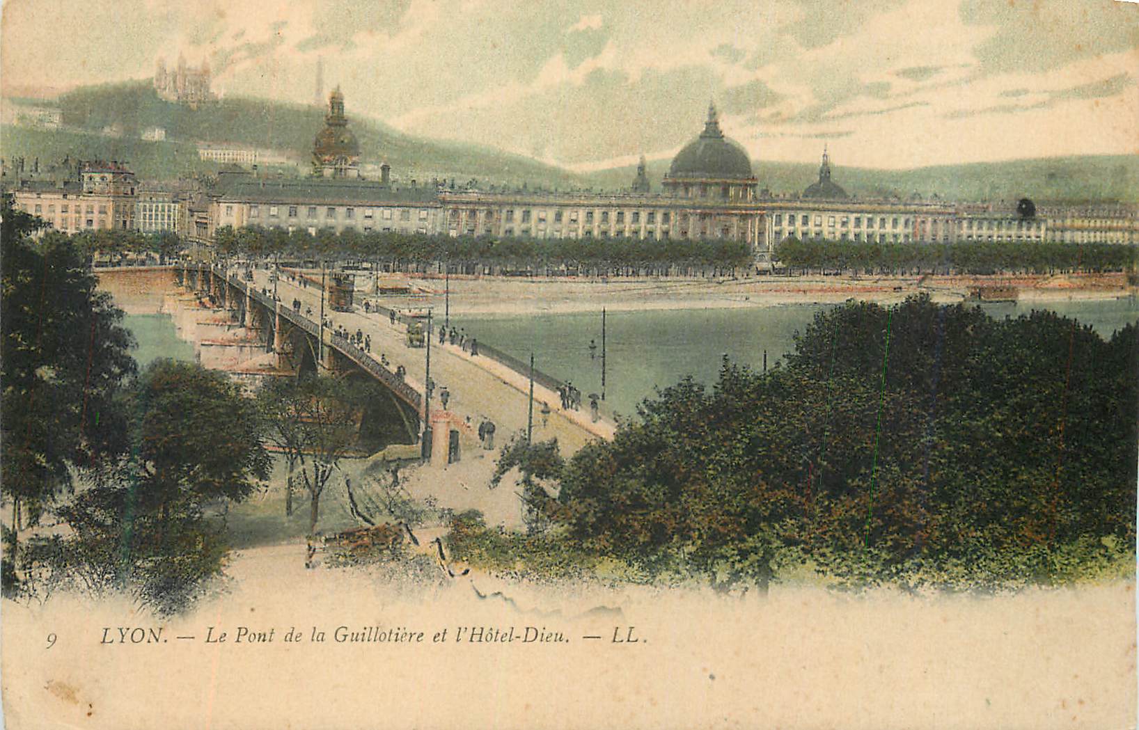 LYON — Le Pont de la Guillotière et l'Hôtel-Dieu — LL.