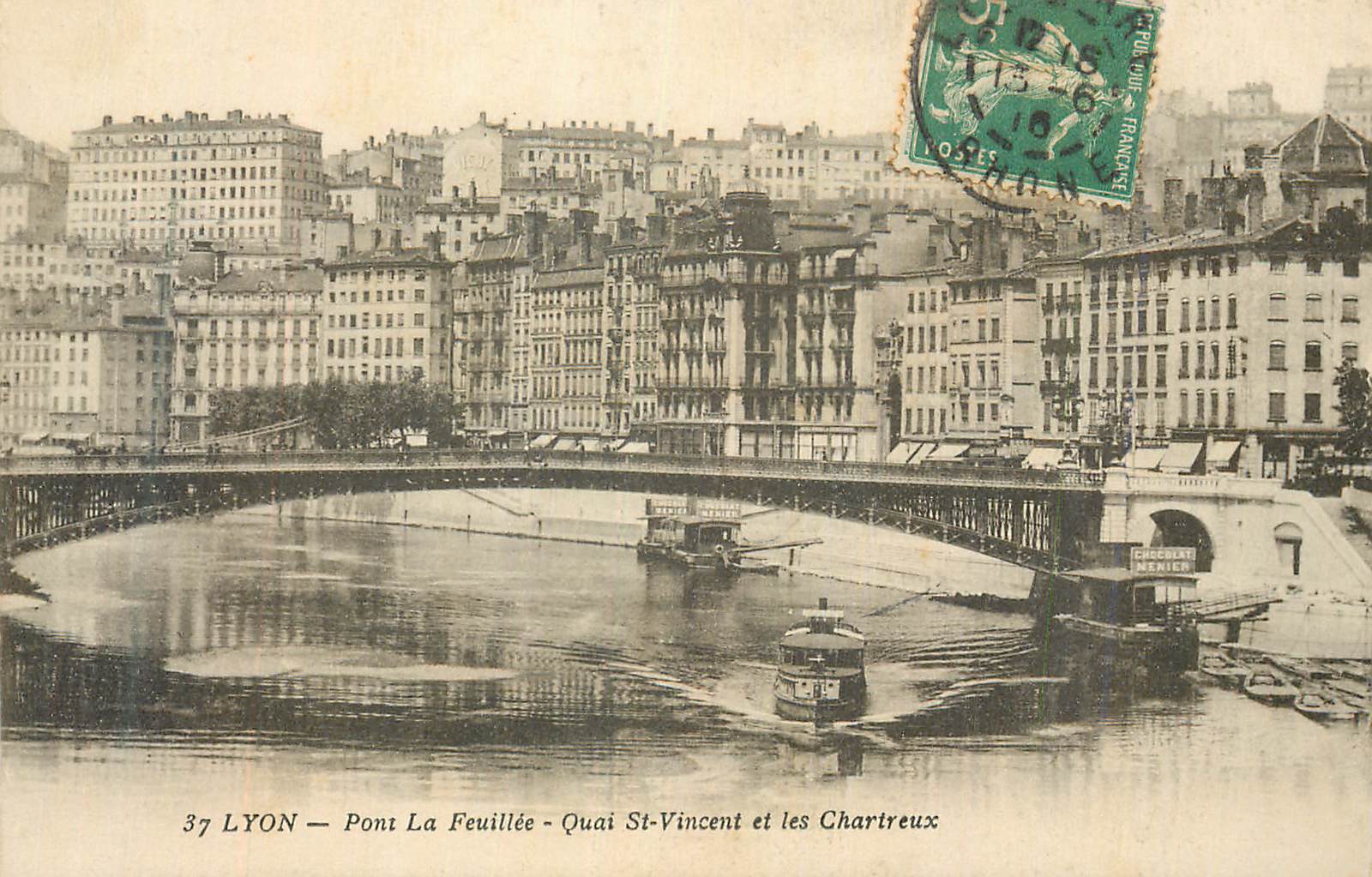 LYON — Pont La Feuillée — Quai St-Vincent et les Chartreux