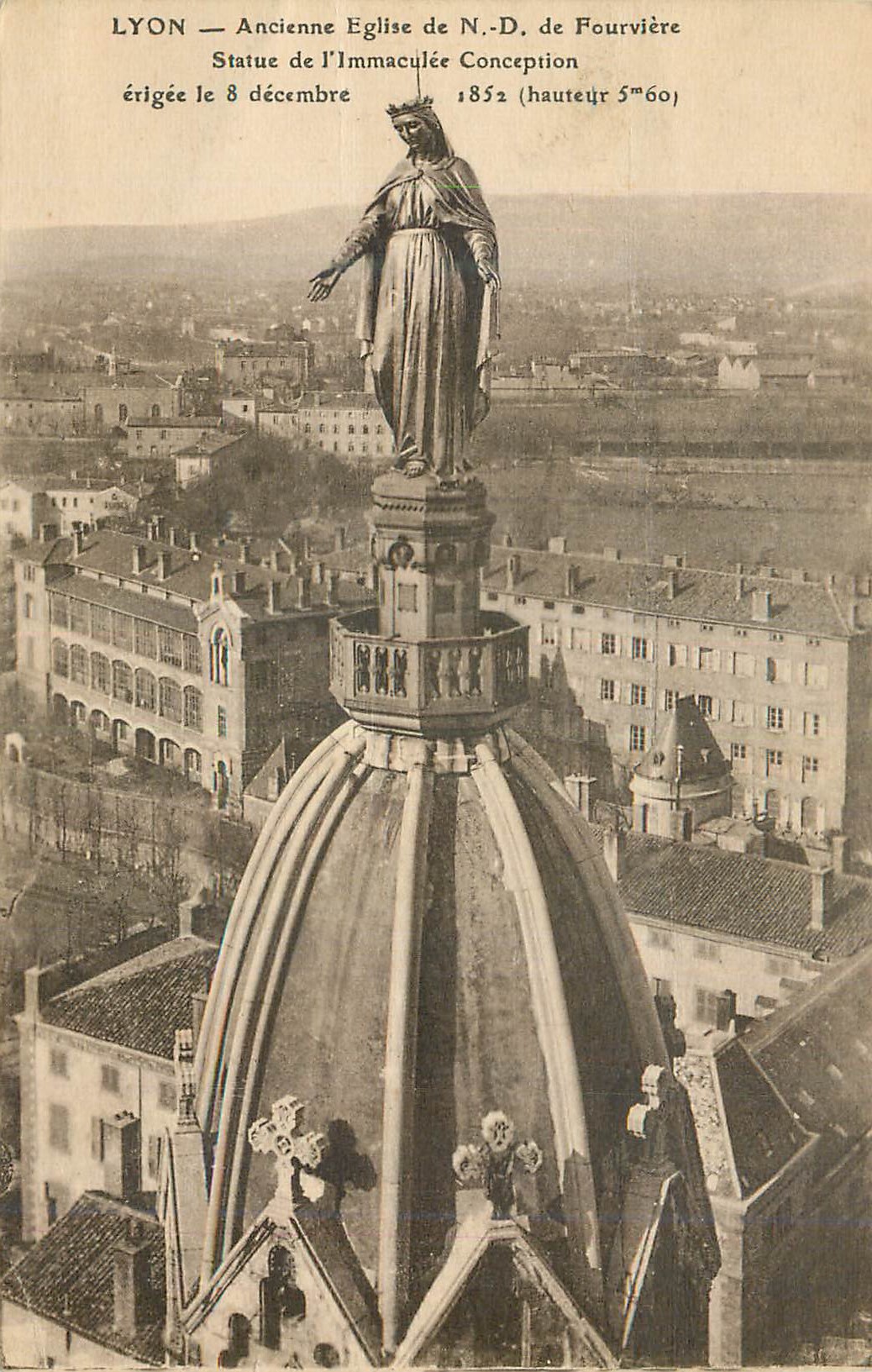 LYON — Ancienne Église de N.-D. de Fourvière — Statue de l'Immaculée Conception