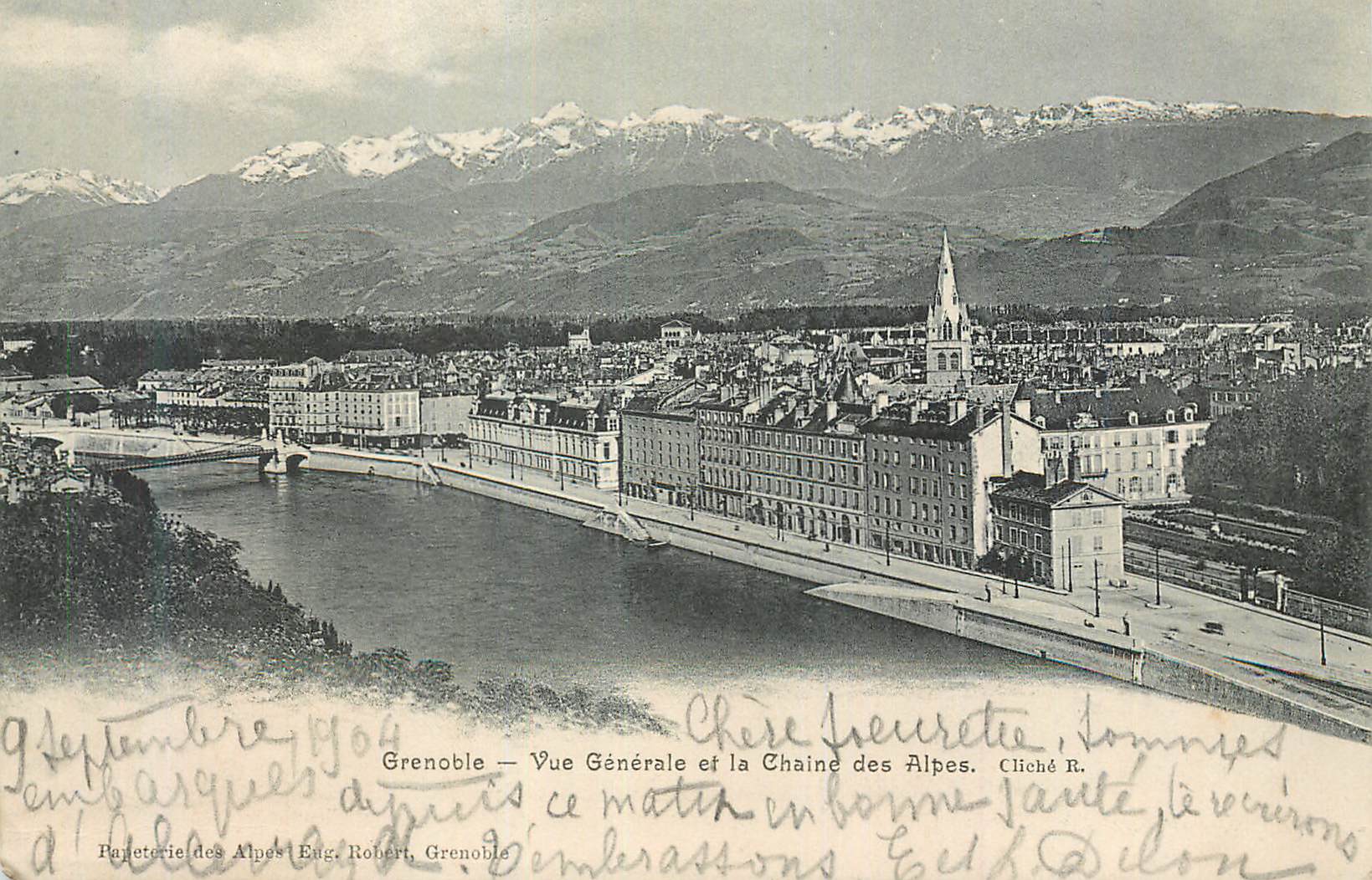 Grenoble — Vue Générale et la Chaîne des Alpes — Cliché R.