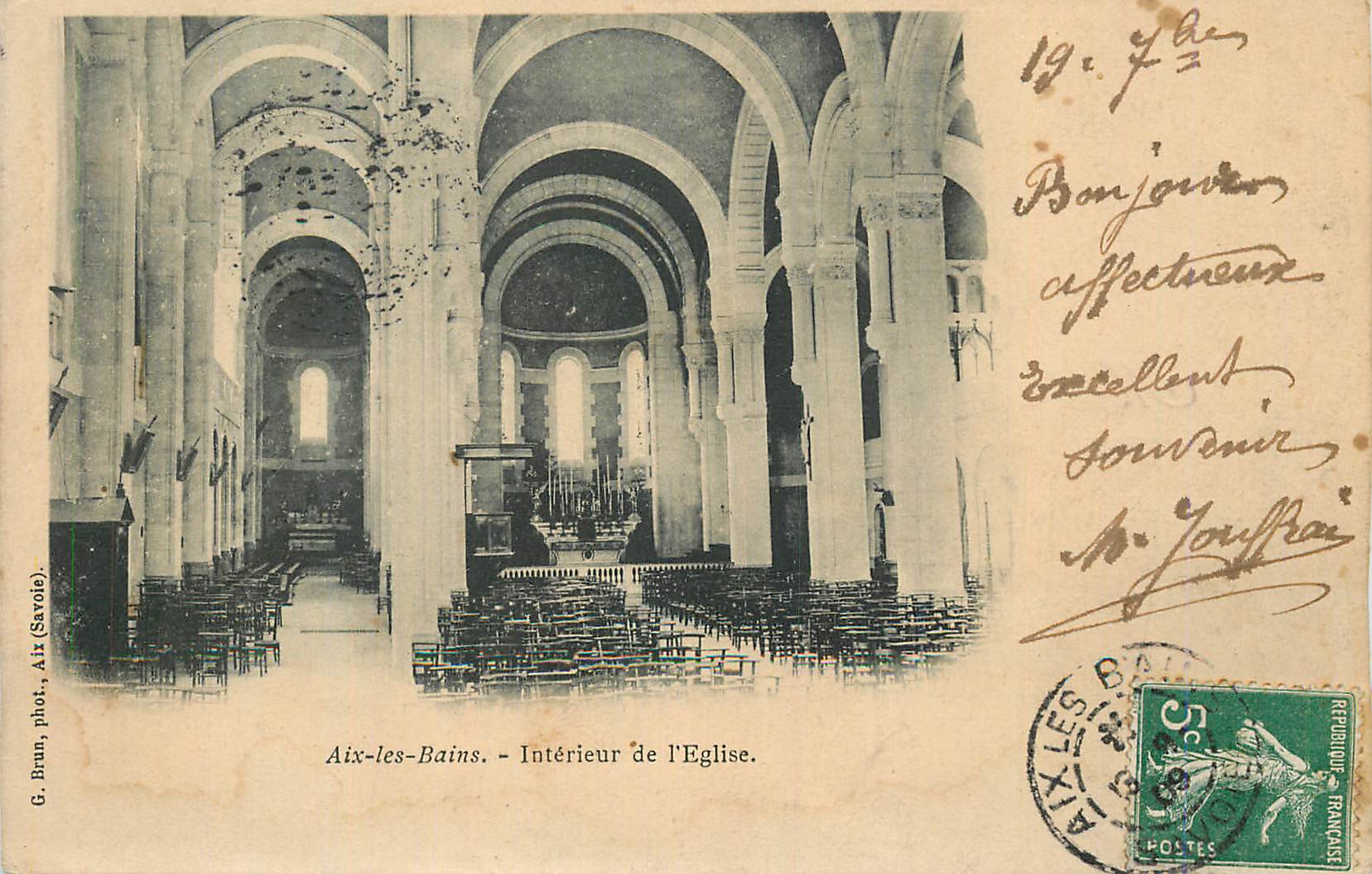 CPA Aix les Bains Interieur de L'Eglise (carte 1900)