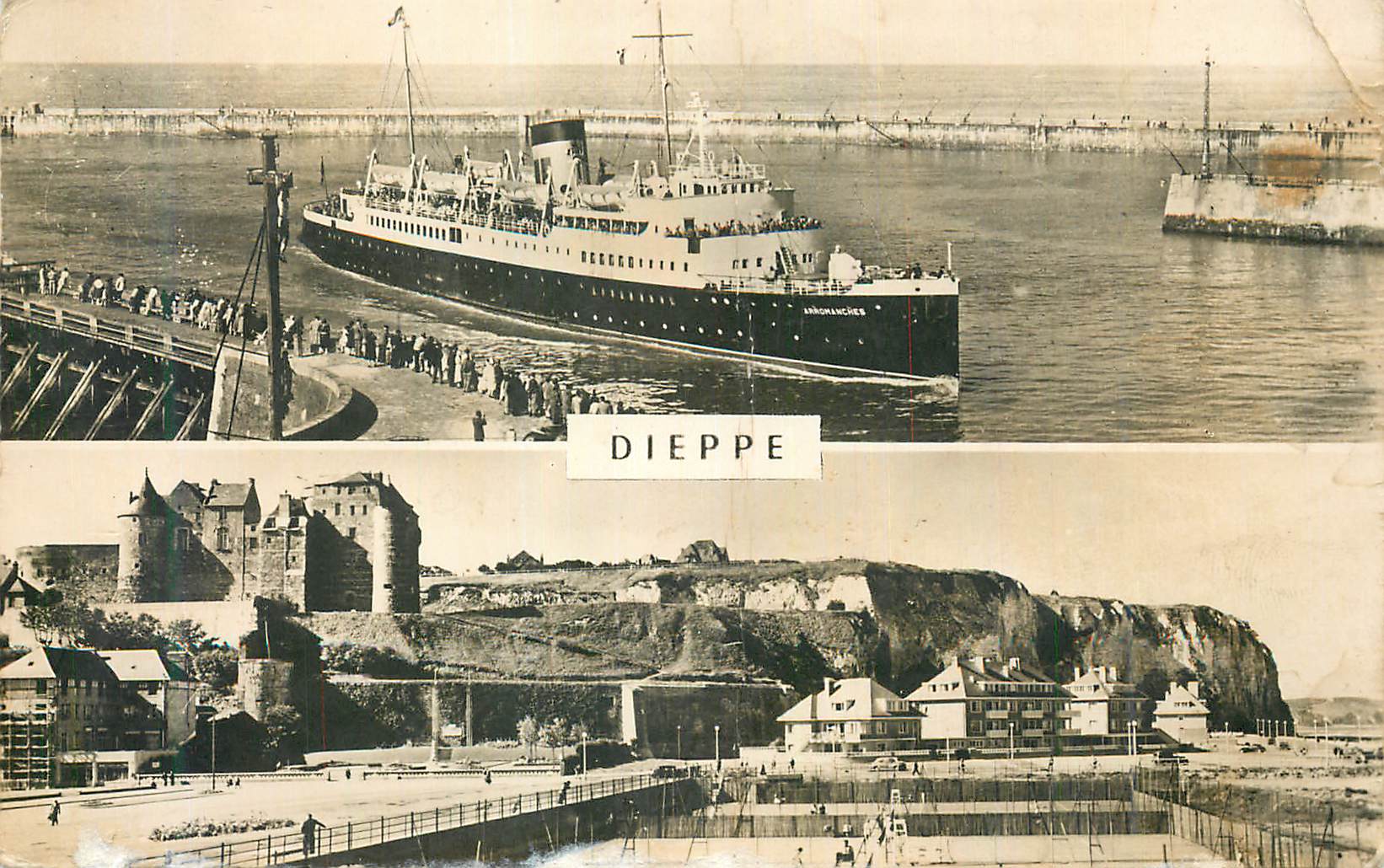 Dieppe — Port et château — Éditeur inconnu, n° de série non lisible