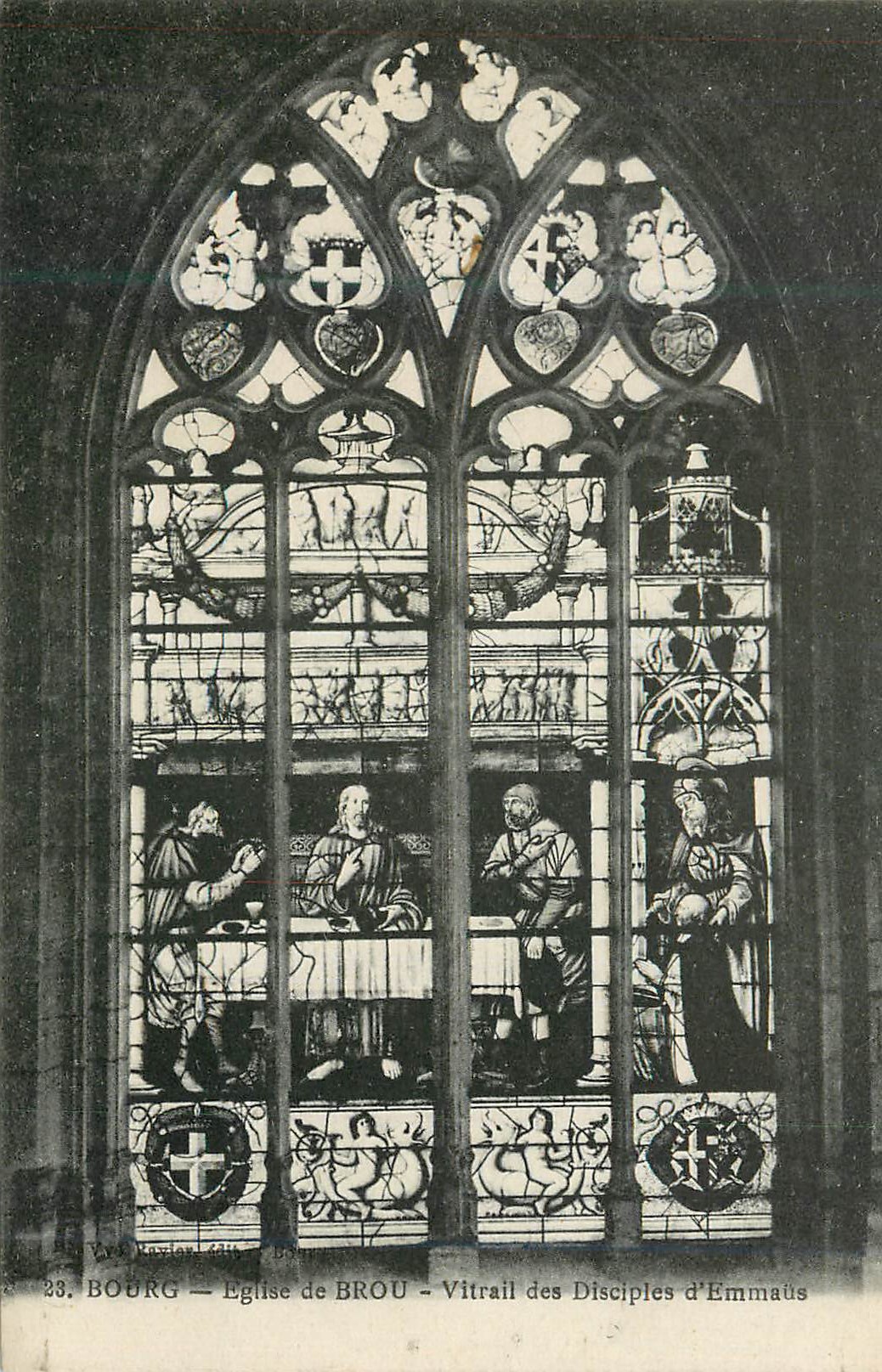 CPA Bourg Eglise de Brou Vitrail des Disciples d'Emmaus