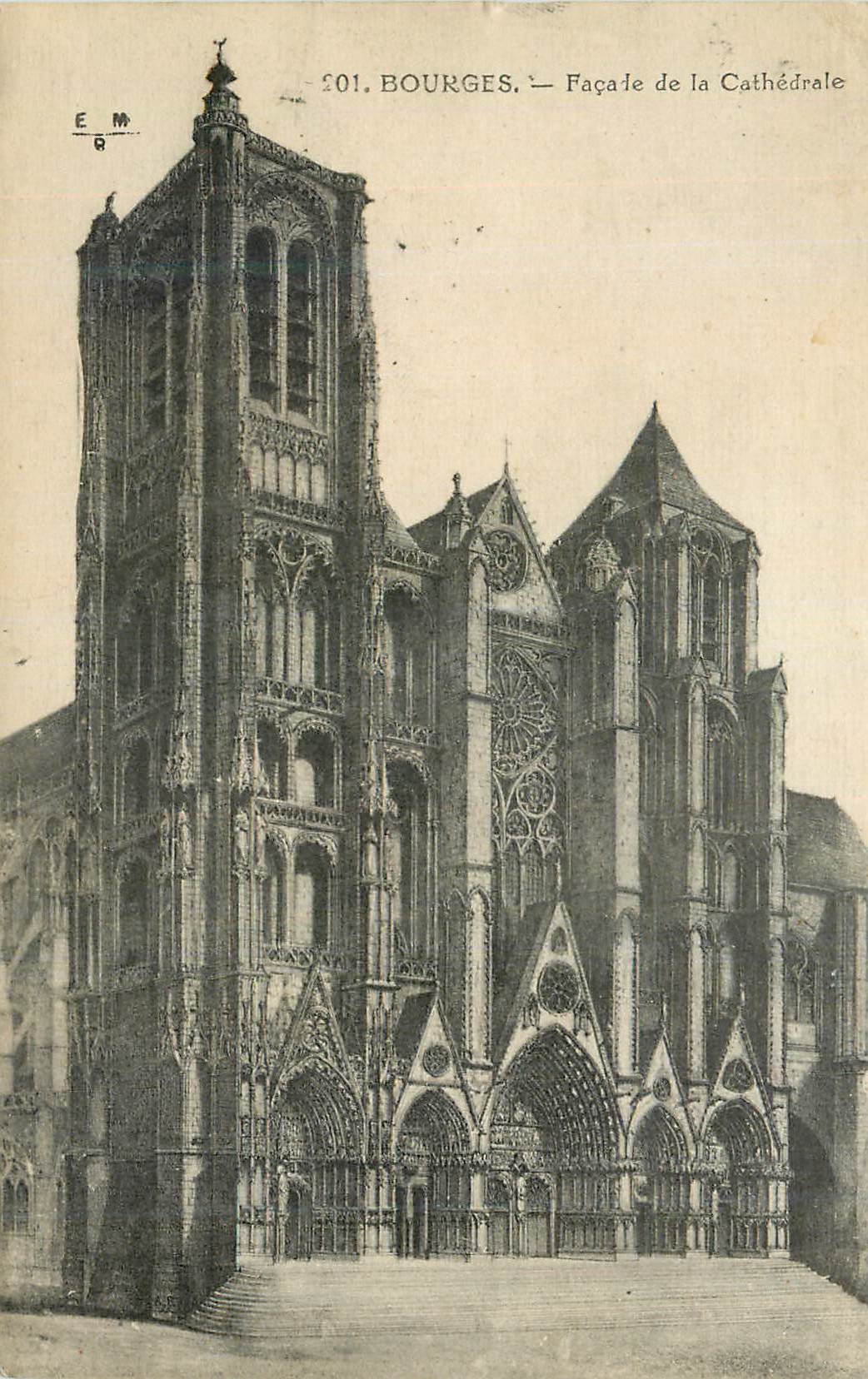 Bourges — Façade de la Cathédrale — E.M. n°201