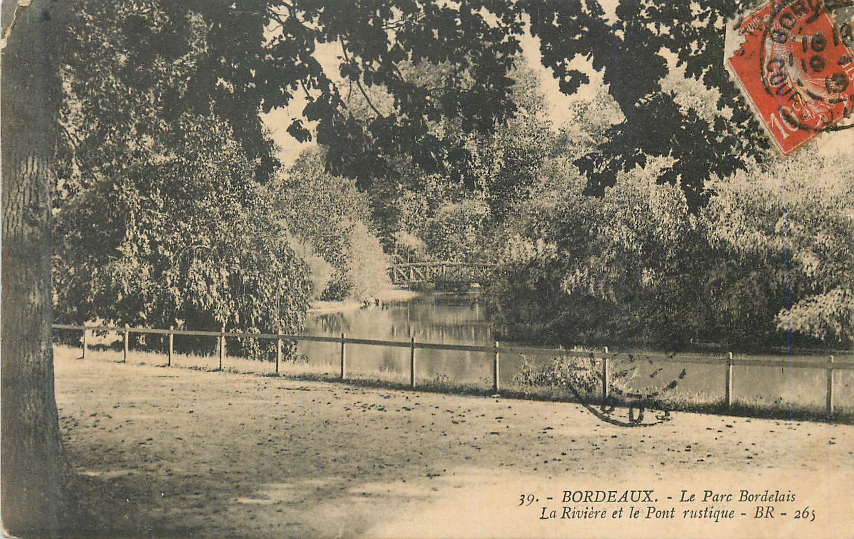CPA Bordeaux Le Parc Bordelais La Riviere et le Pont rustique BR