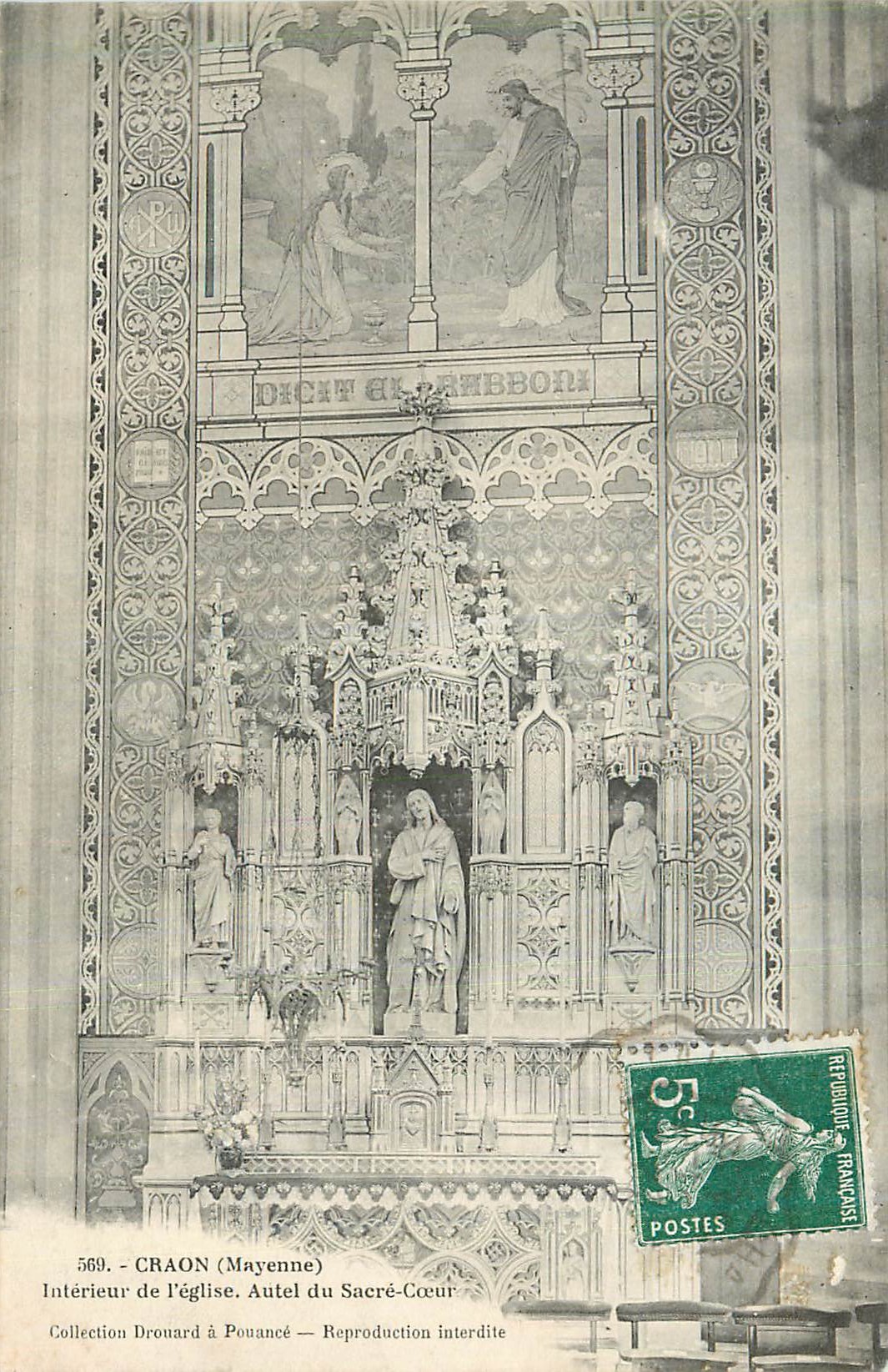 CPA Craon (Mayenne) Interieur de l'eglise Autel de Sacre Coeur