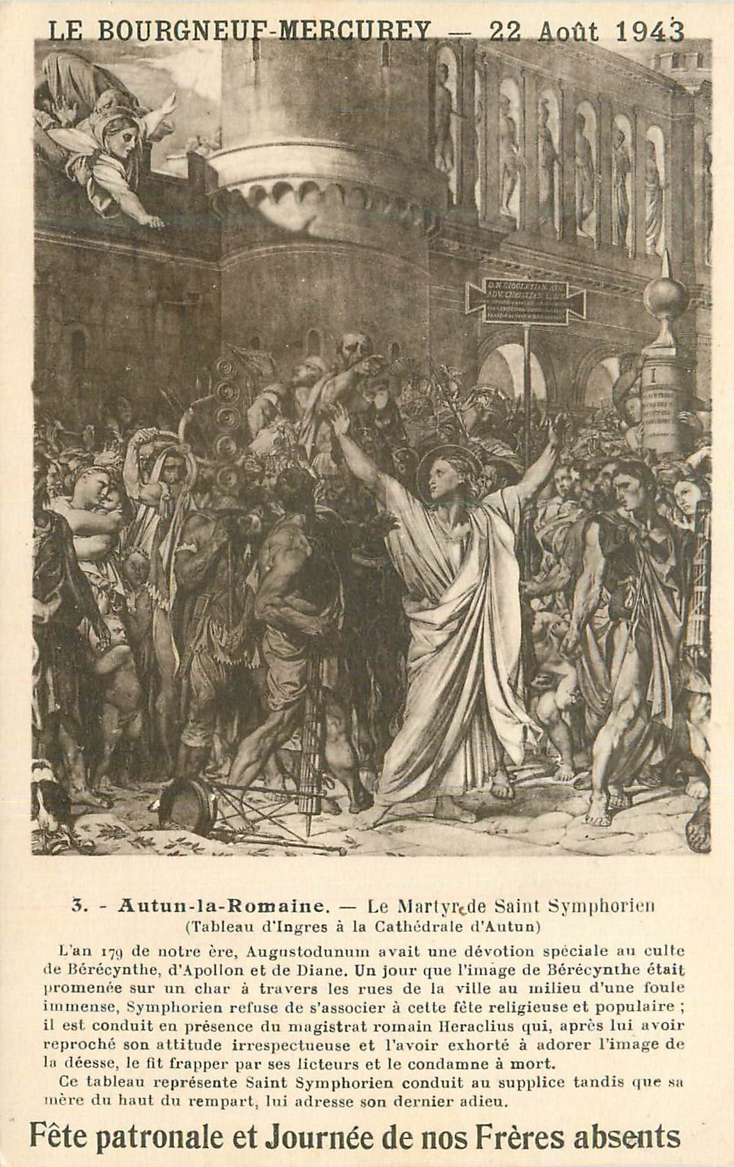 CPA Le Bourgneuf Mercurey 22 Aout 1943 Autun la Romaine Le Martyre de Saint Symphorien (Tableau d'Ingres a la Cathedrale