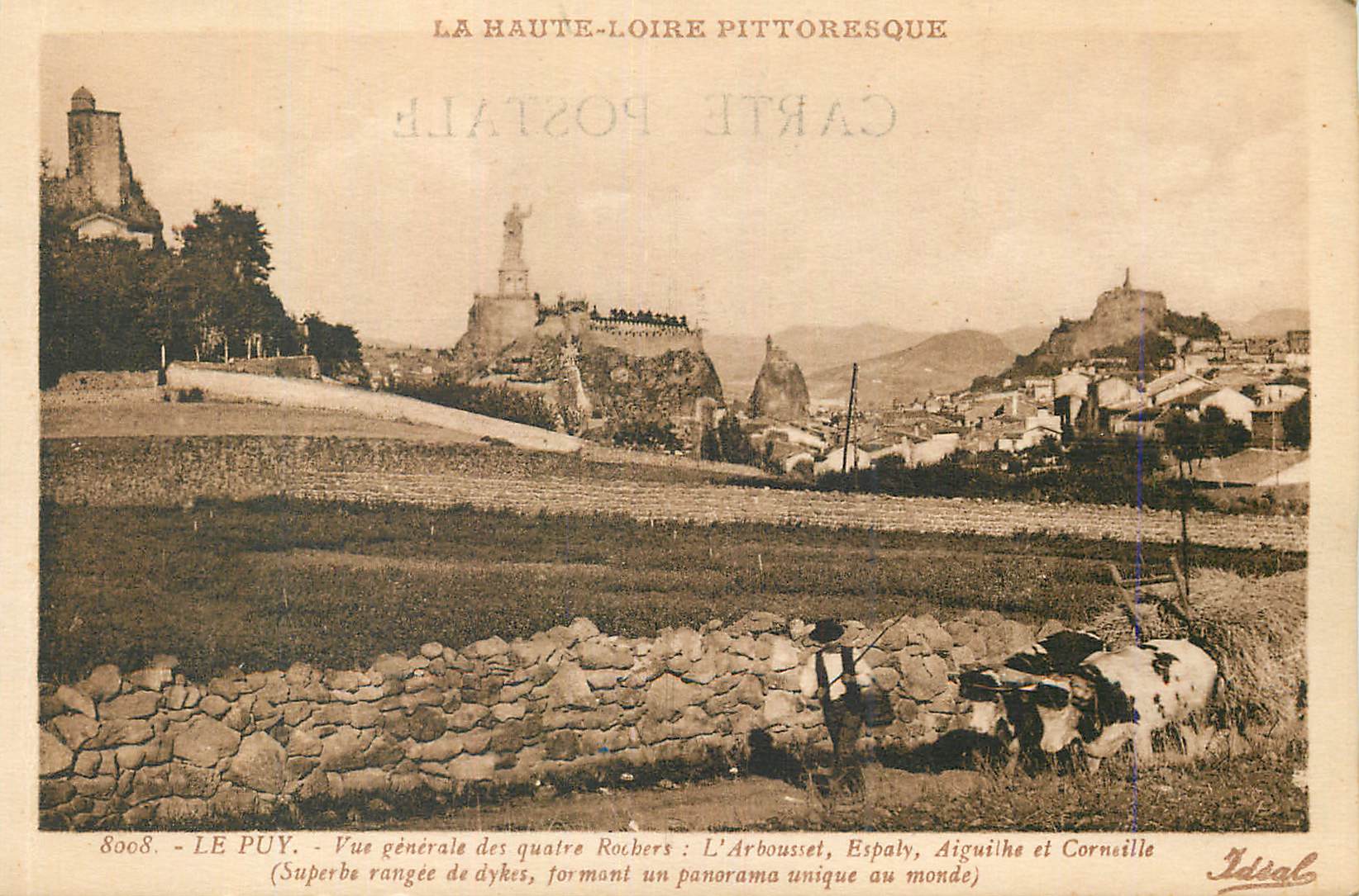 CPA Le Puy Vue generale des quatre Rochers La Haute Loire Pittoresque Attelage Bœufs