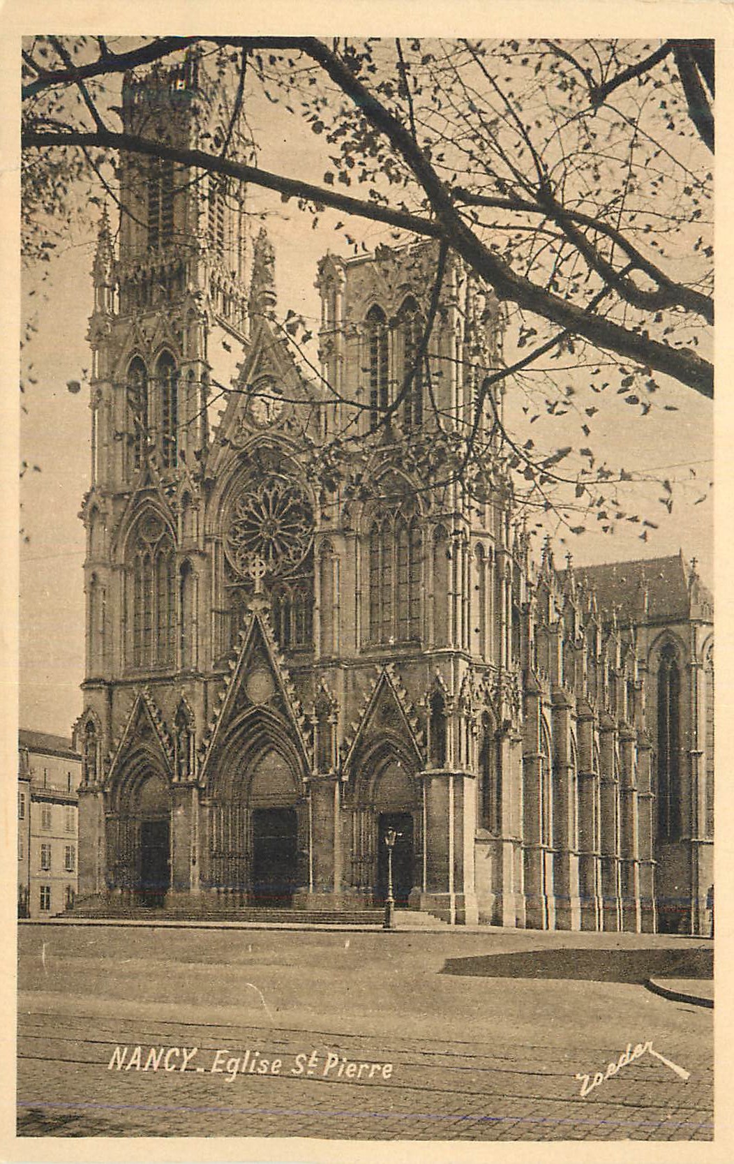 NANCY. Église Saint-Pierre — vue de la façade gothique — éditeur Vonder