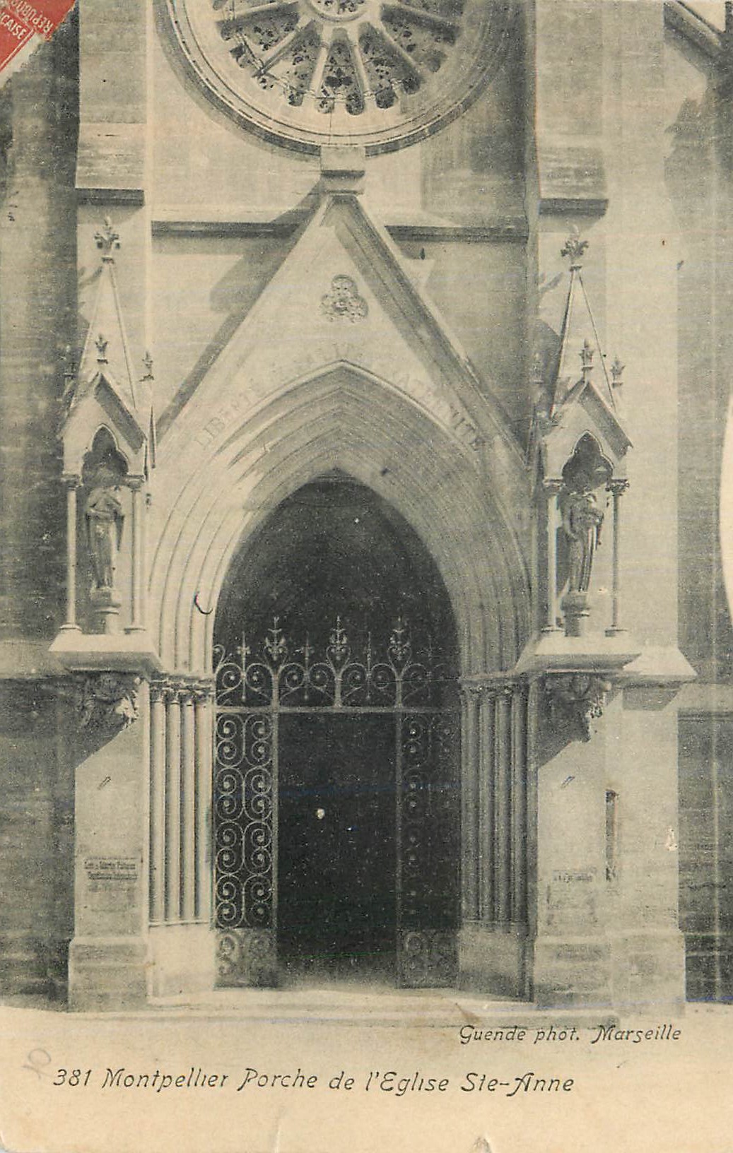 Porche de l'Église Ste-Anne — Montpellier — Guende phot. Marseille, n°381