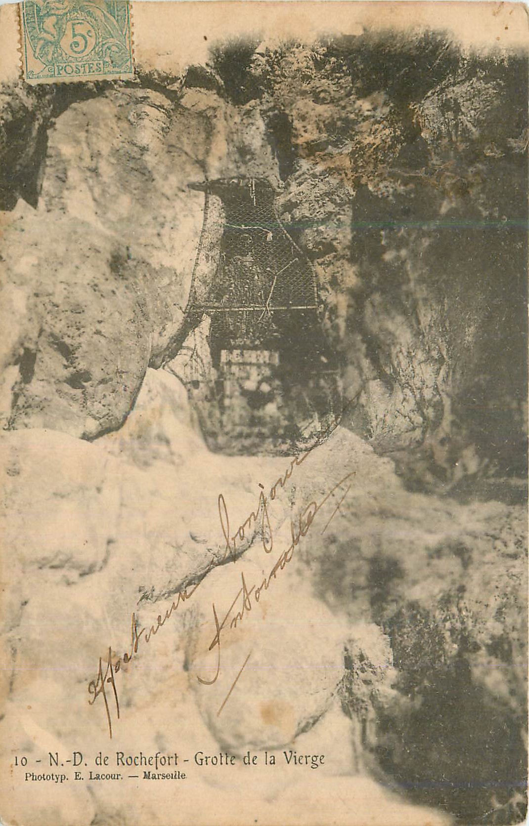 CPA N D de Rochefort Grotte de la Vierge Lacour Marseille