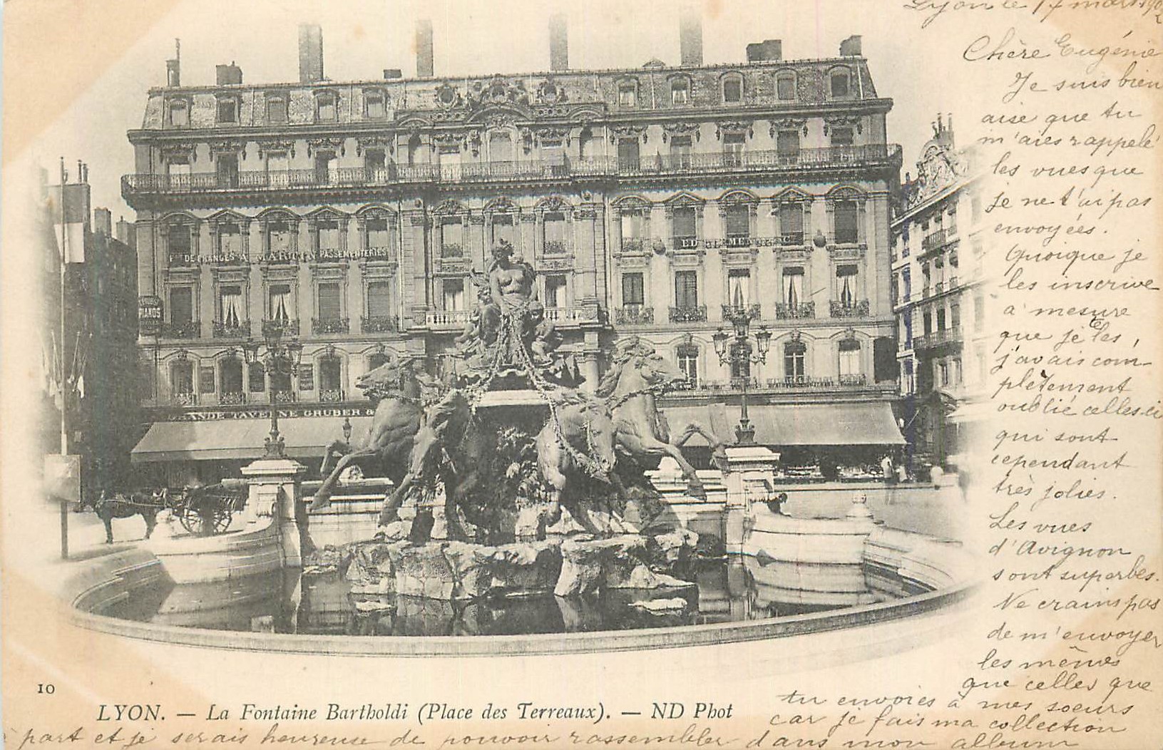 CPA Lyon La Fontaine Bartholdi (Place des Terreaux) (carte 1900)