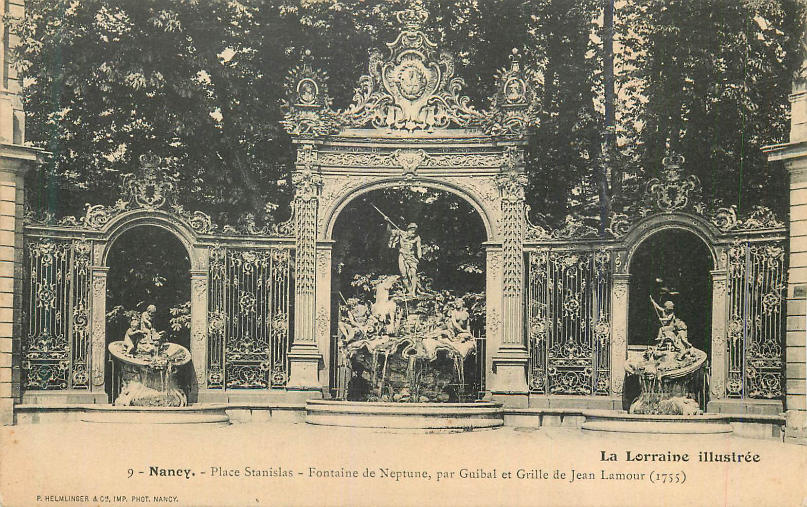 CPA Nancy Place Stanislas Fontaine de Neptune par Guibal et Grille de Jean Lamour (1755)