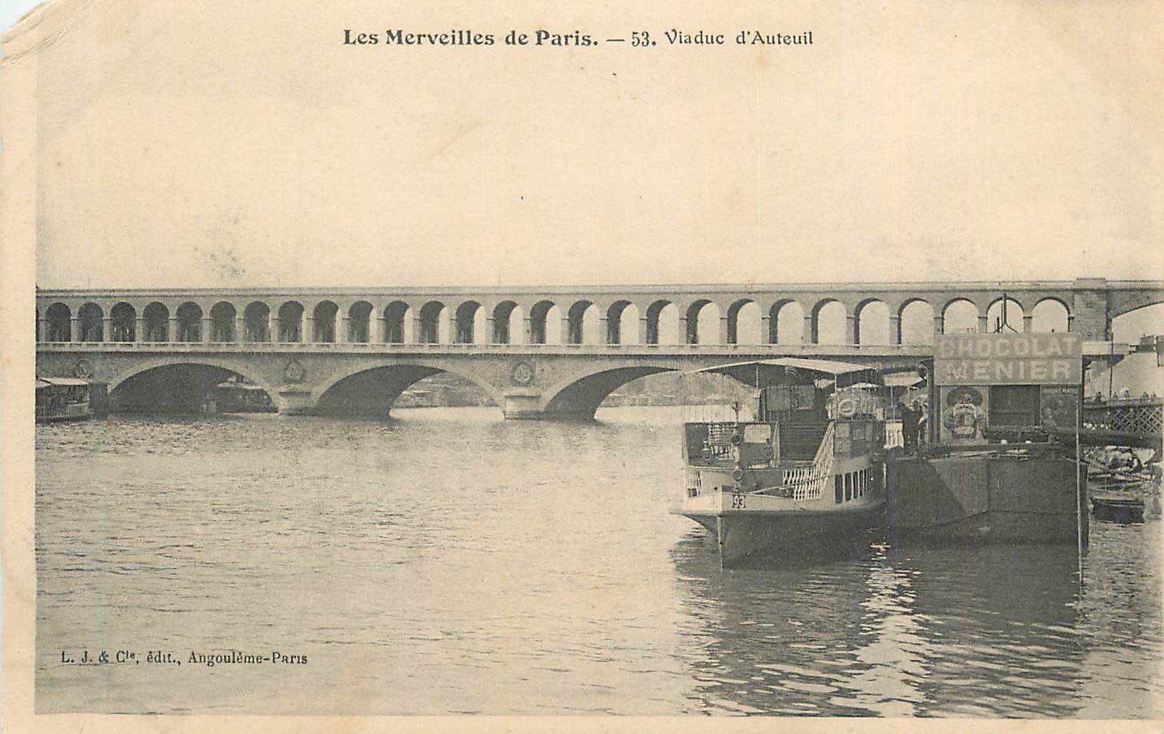 Viaduc d'Auteuil — Les Merveilles de Paris — n°53 — L. J. & Cie, Angoulême-Paris