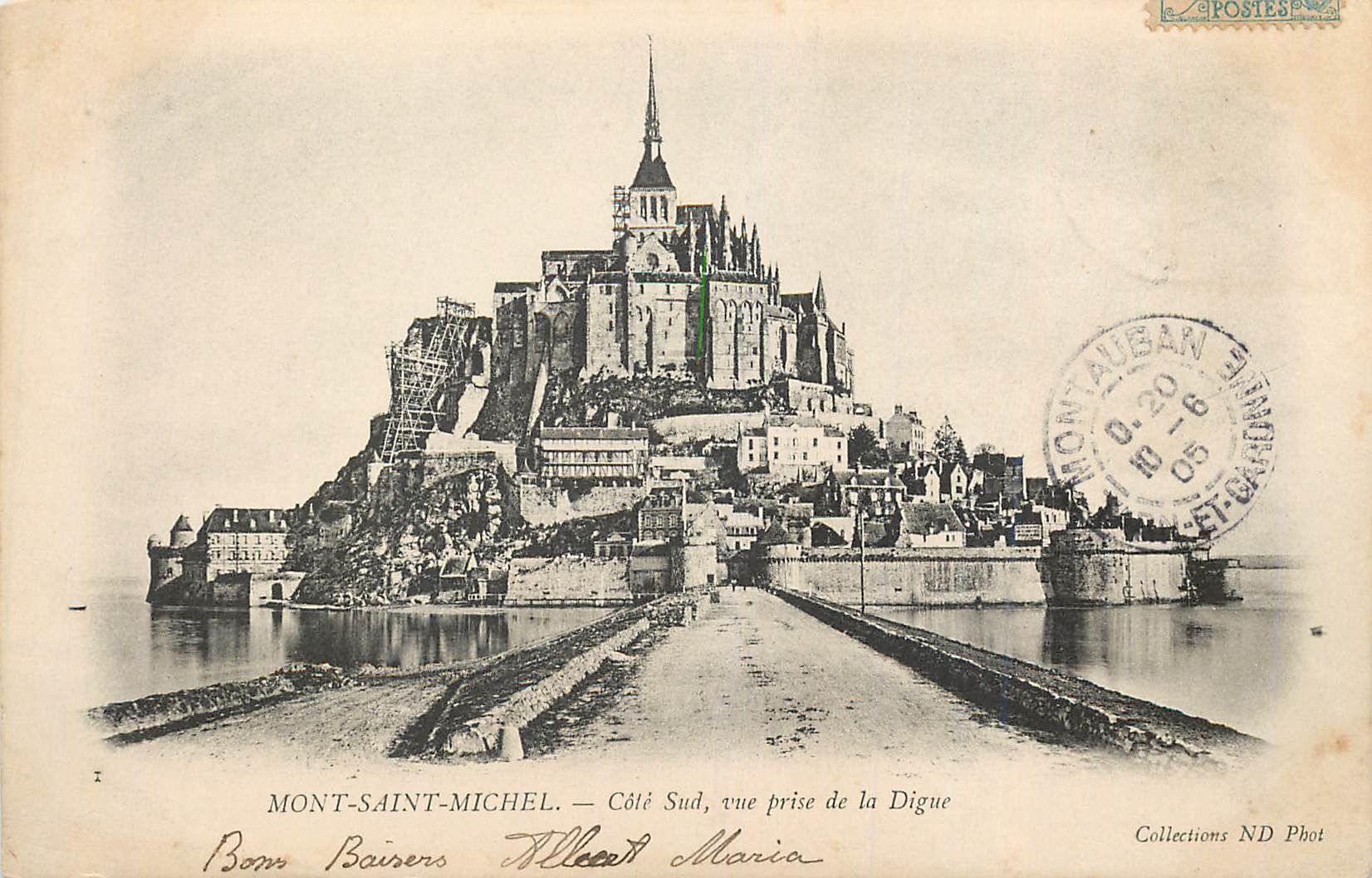 CPA Le Mont Saint Michel Cote Sud vue prise de la Digue