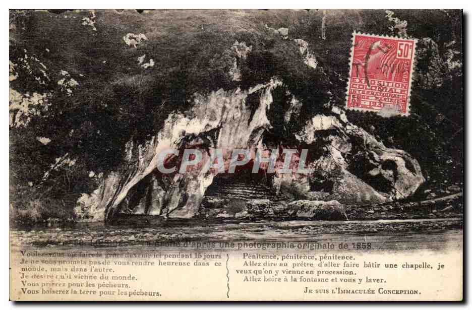 Lourdes CPA La grotte d'apres une photographie originale de 1858