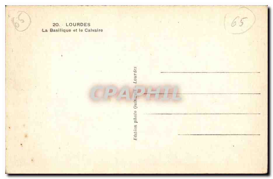 Lourdes CPA La basilique et le calvaire — Verso