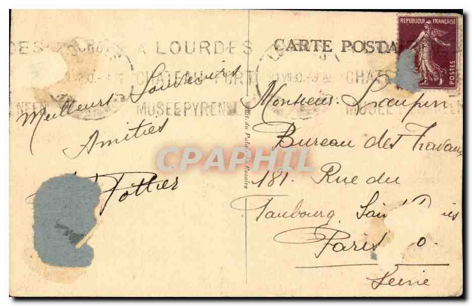 Lourdes CPA Le chateau fort — Verso