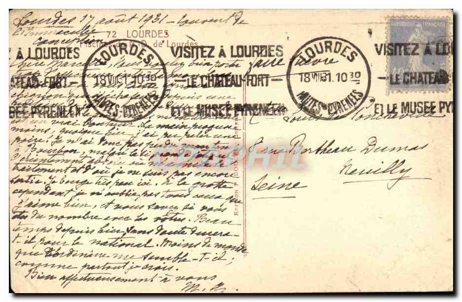Lourdes CPA Piscine de Notre DAme de Lourdes — Verso