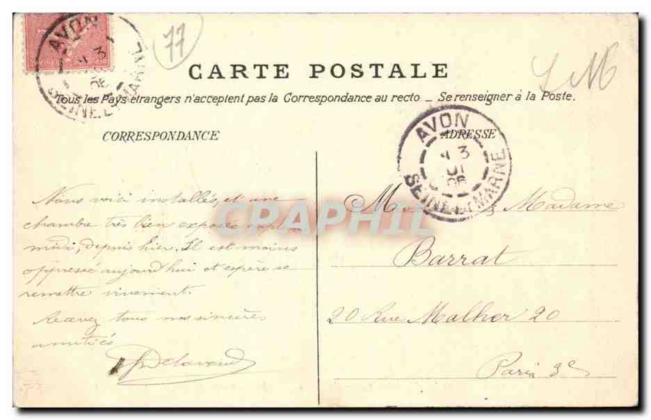 Sfinge dei Druidi (Franchard) — Foresta di Fontainebleau — Editore F. E. n°101 — Verso