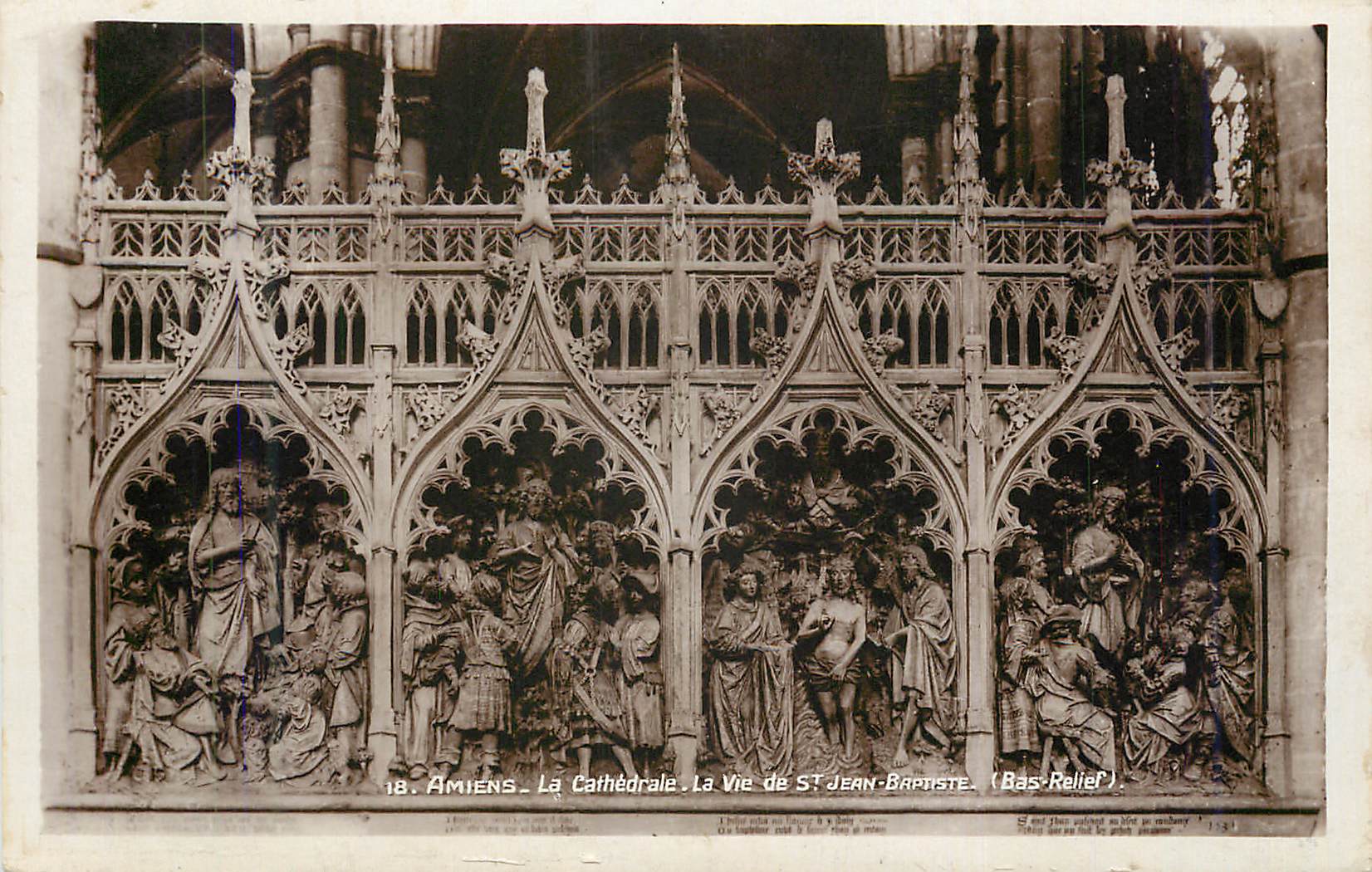 CPM Amiens la cathedrale la vie de st jean baptiste(bas relief)