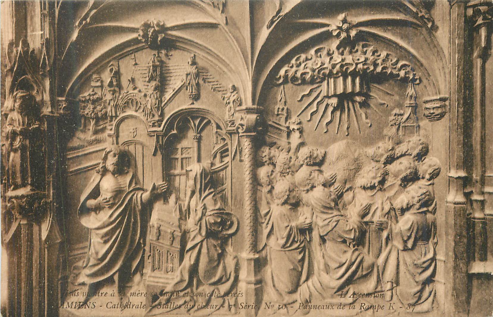 CPA Amiens cathedrale stalles du choeur 9e serie n 10 panneau de la rampe