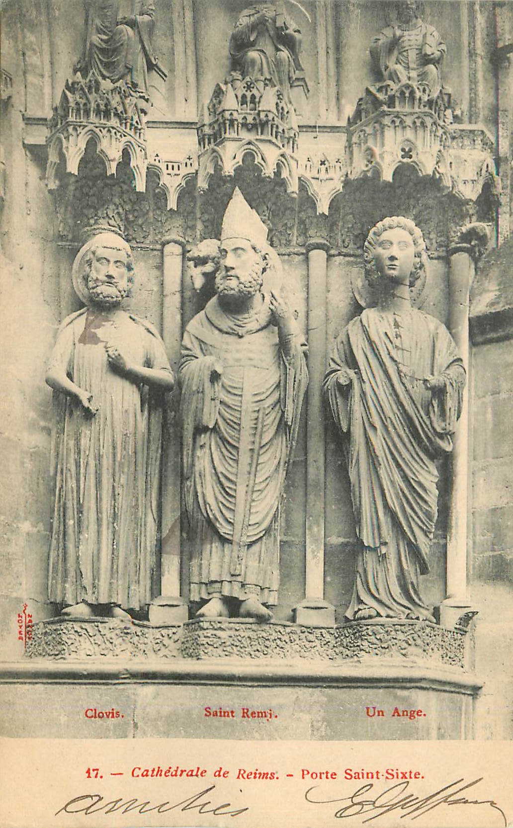 CPA Cathedrale de reims porte saint sixte