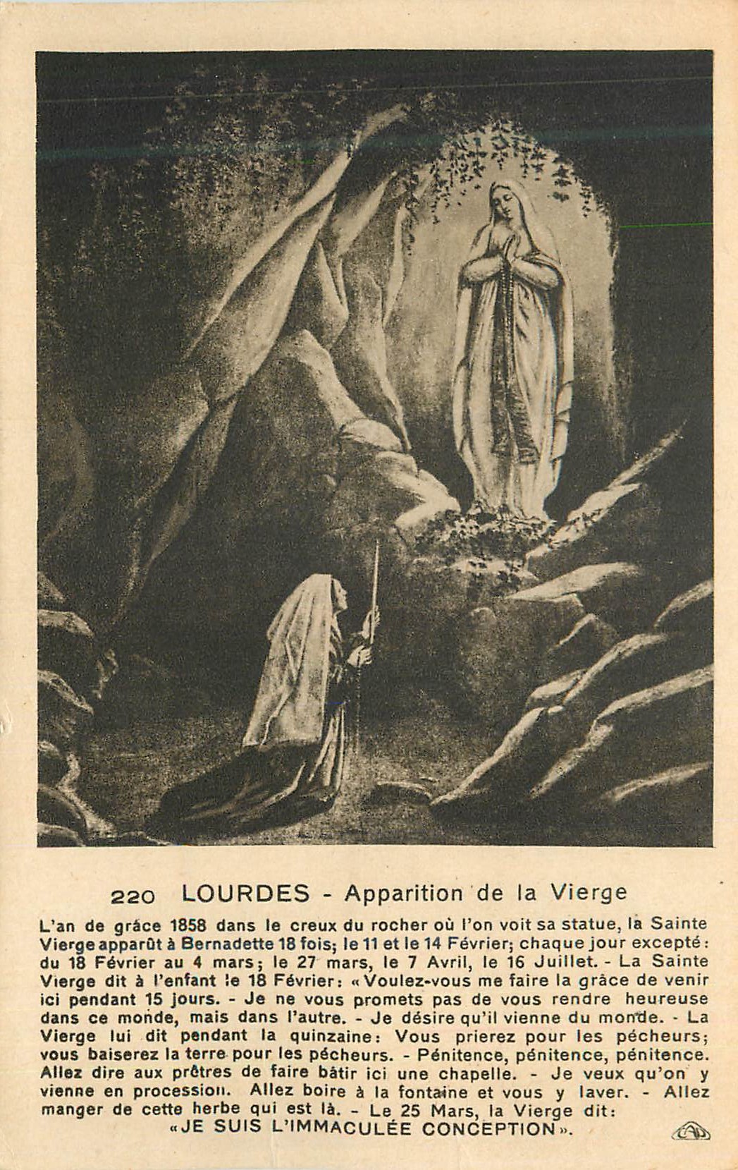 CPA Lourdes apparition de la vierge