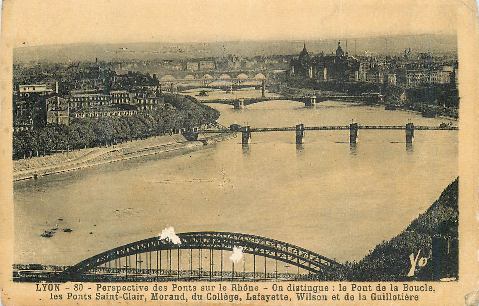 CPA Lyon 80 perspective des ponts sur le rhone