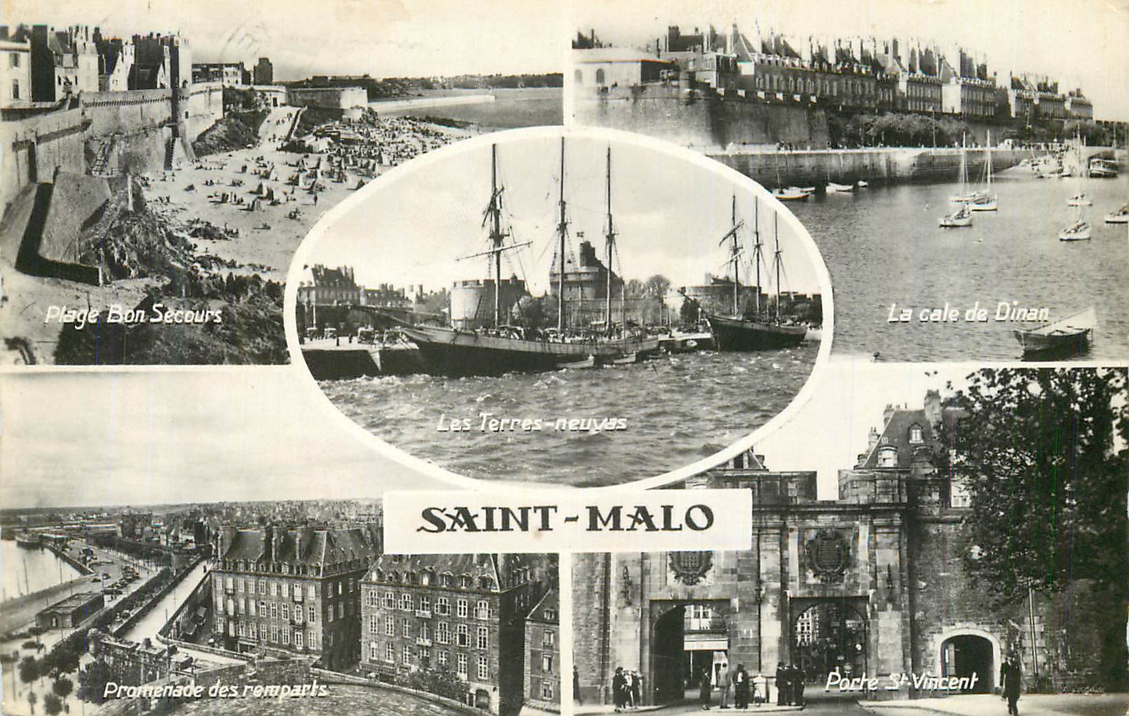 Saint-Malo — Vue panoramique avec les Terres-Neuves, la Plage Bon Secours, la Cale de Dinan et la Porte Saint-Vincent