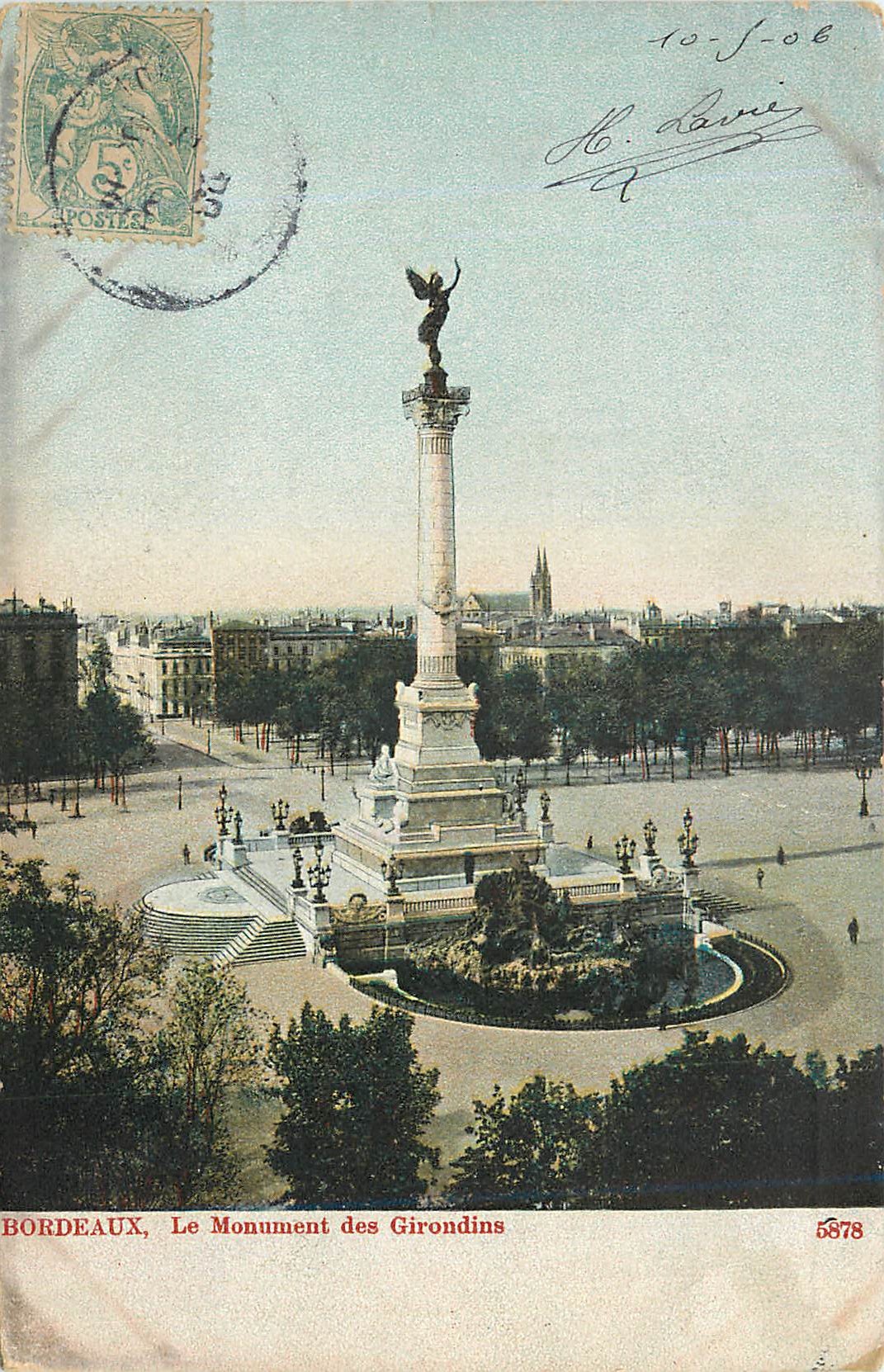 Bordeaux, Le Monument des Girondins — éditeur anonyme, n° de série 5878