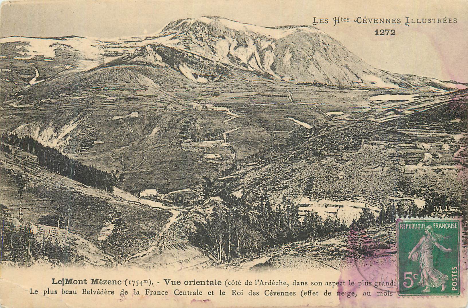 Le Mont Mézeno (1754m) — Vue orientale (côté de l'Ardèche) — Les Ht. Cévennes Illustrées 1272