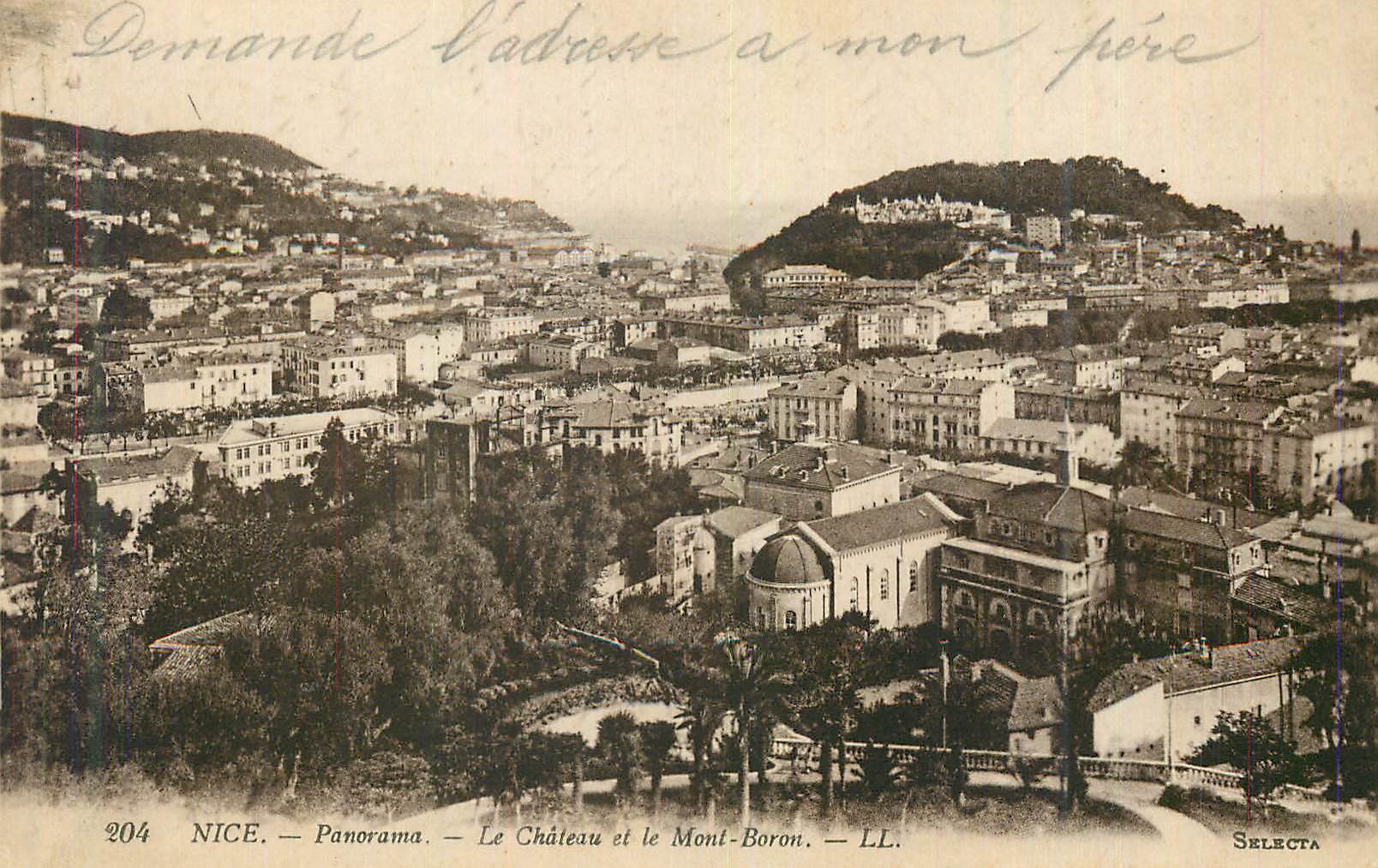 CPA Nice panorama le chateau et le mont boron