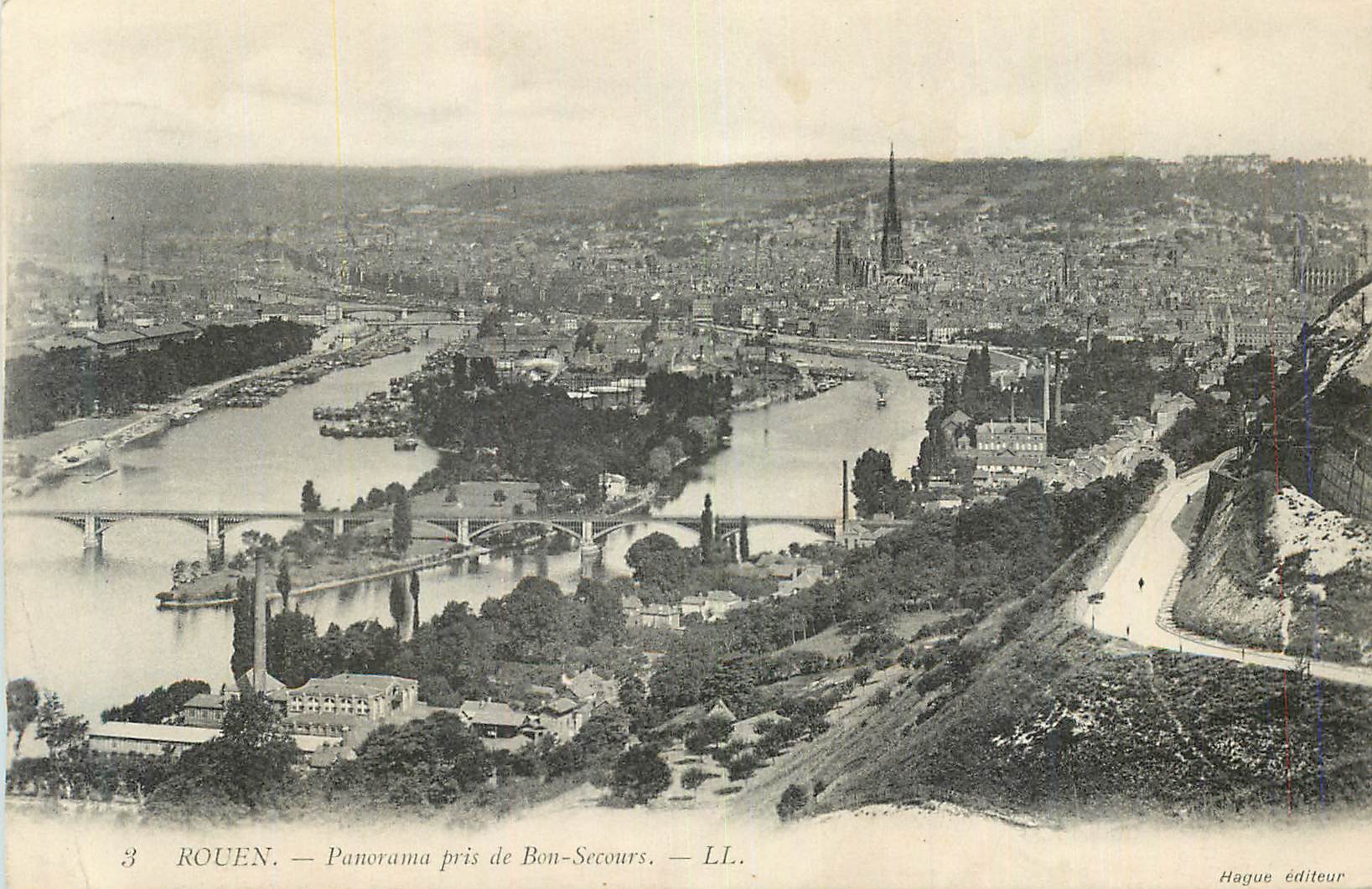 CPA Rouen panorama pris de bon secours