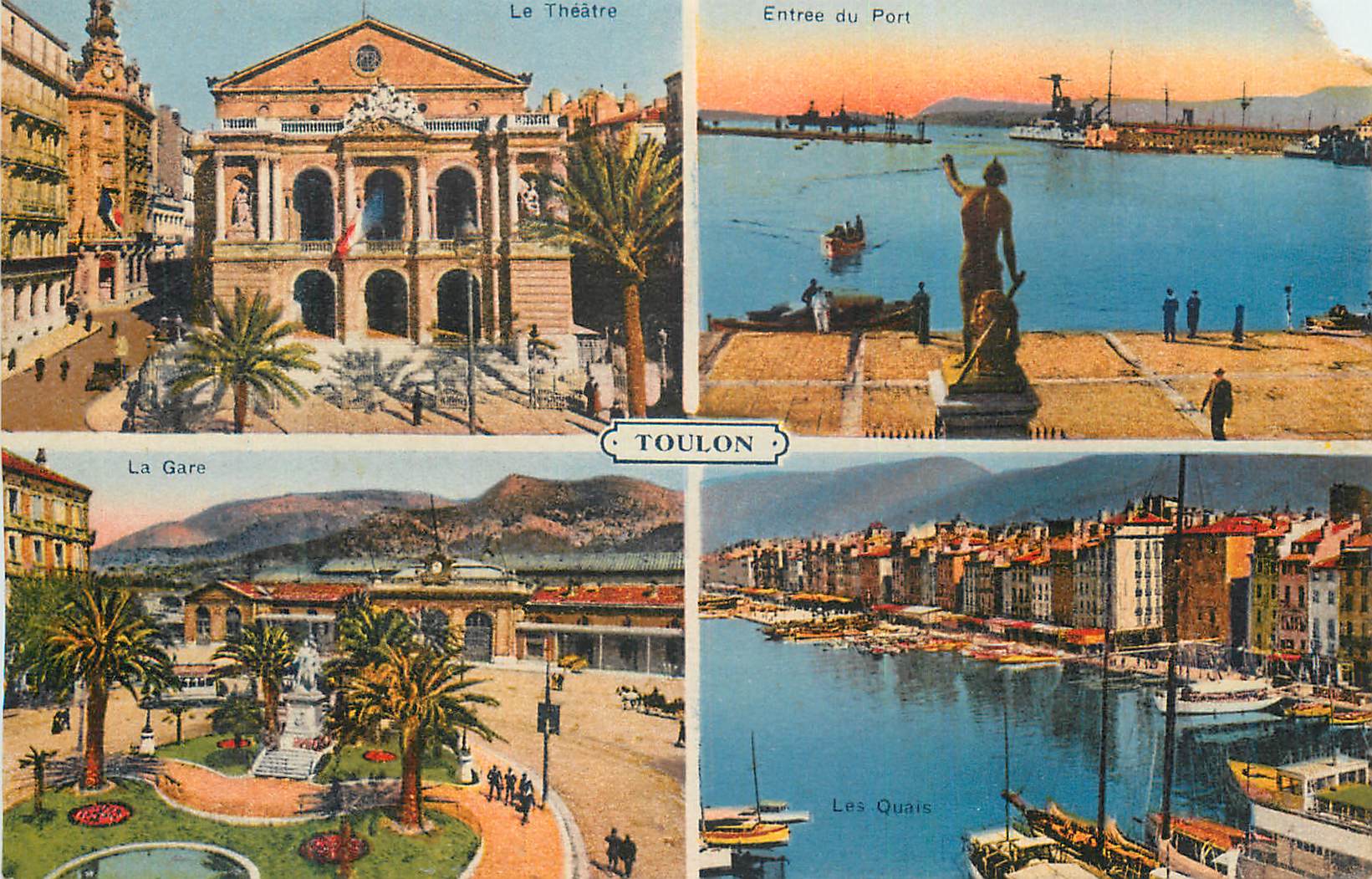 CPA Toulon la gare les quais Entree du port