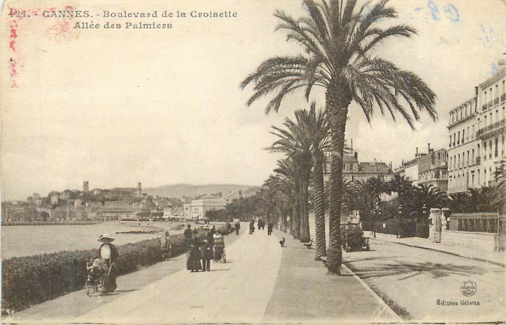 CPA Cannes boulevard de la croisette allee des palmiers