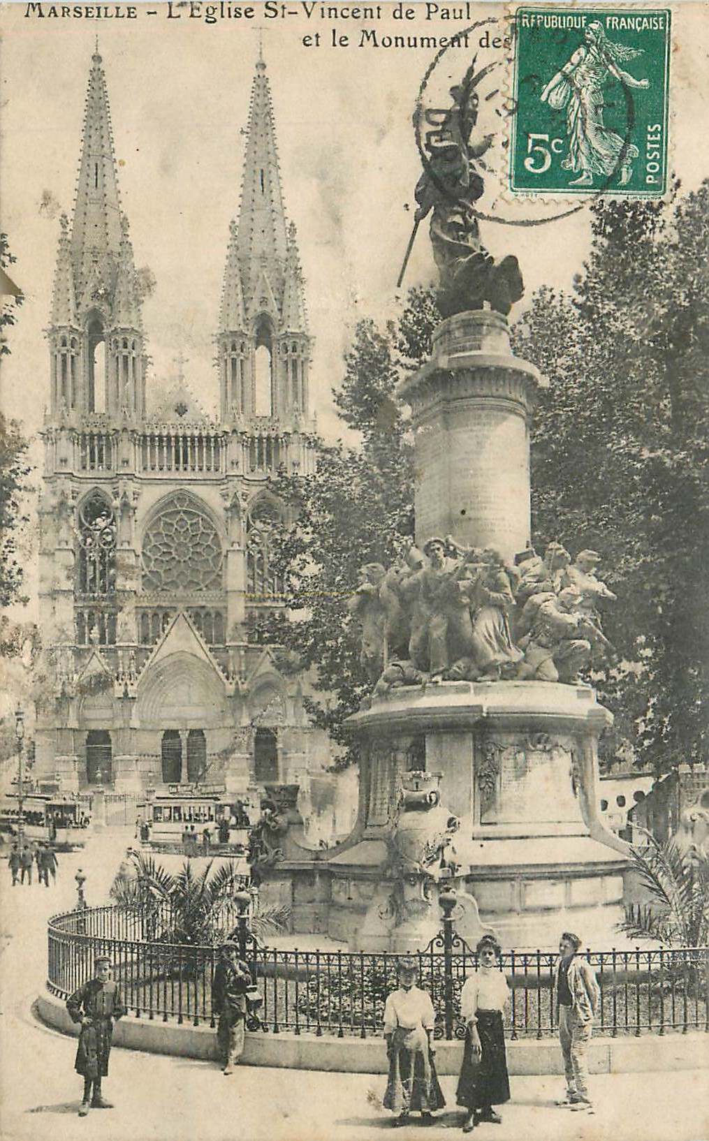CPA Marseille l eglise st vincent de paul et le monument