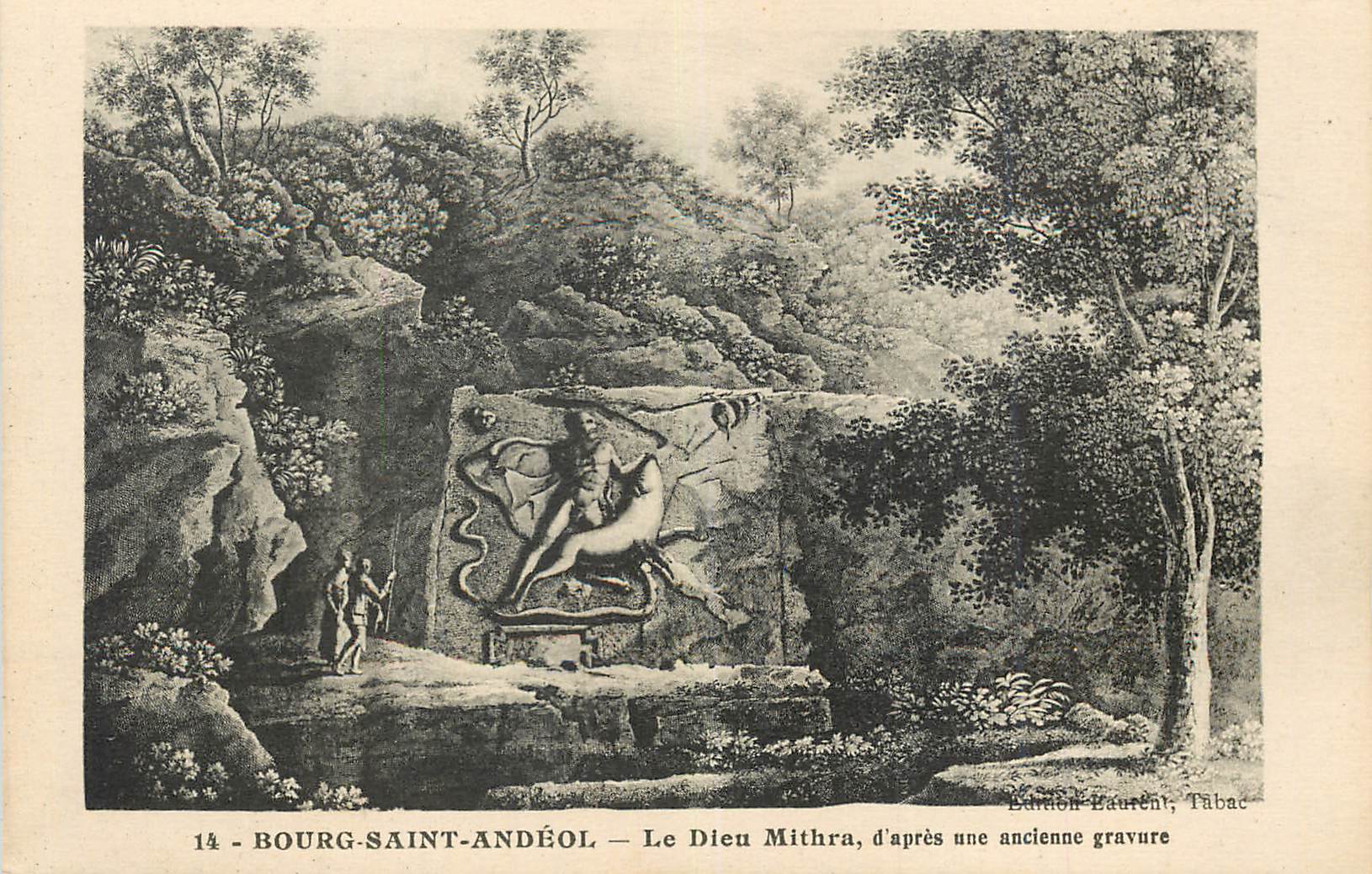 Bourg-Saint-Andéol — Le Dieu Mithra, d'après une ancienne gravure — Édition Laurent, Tabac