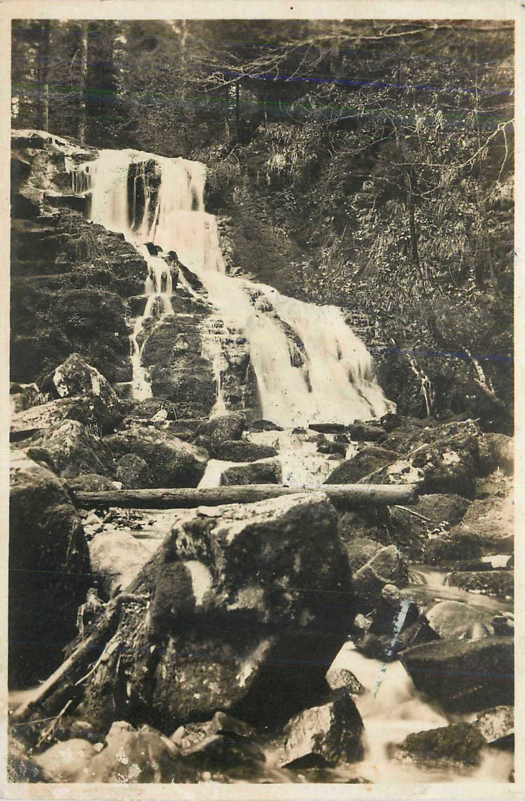 Chute d'eau dans une forêt — éditeur et n° de série non lisibles