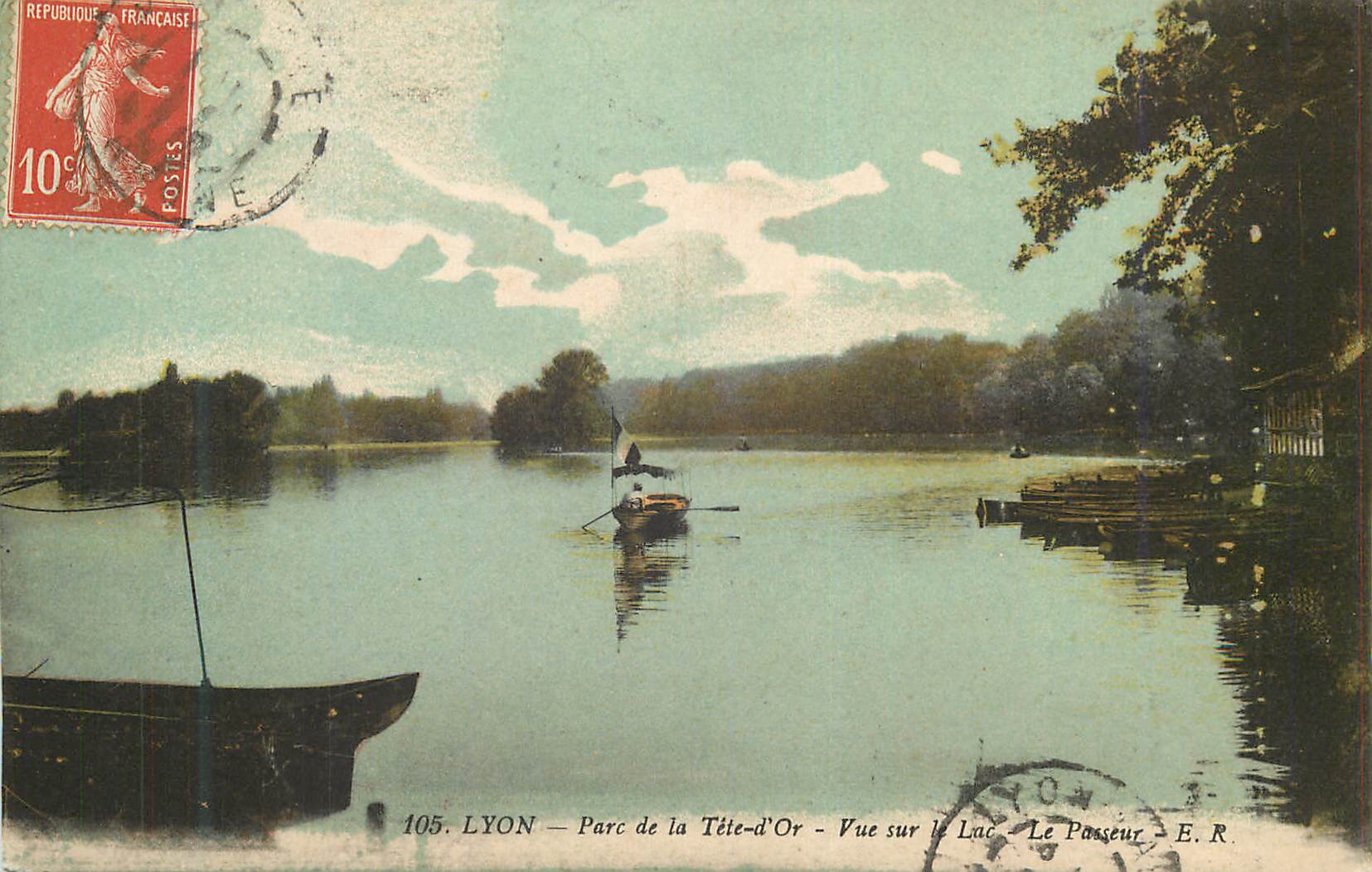 CPA Lyon parc de la tete d or vue sur le lac le passeur