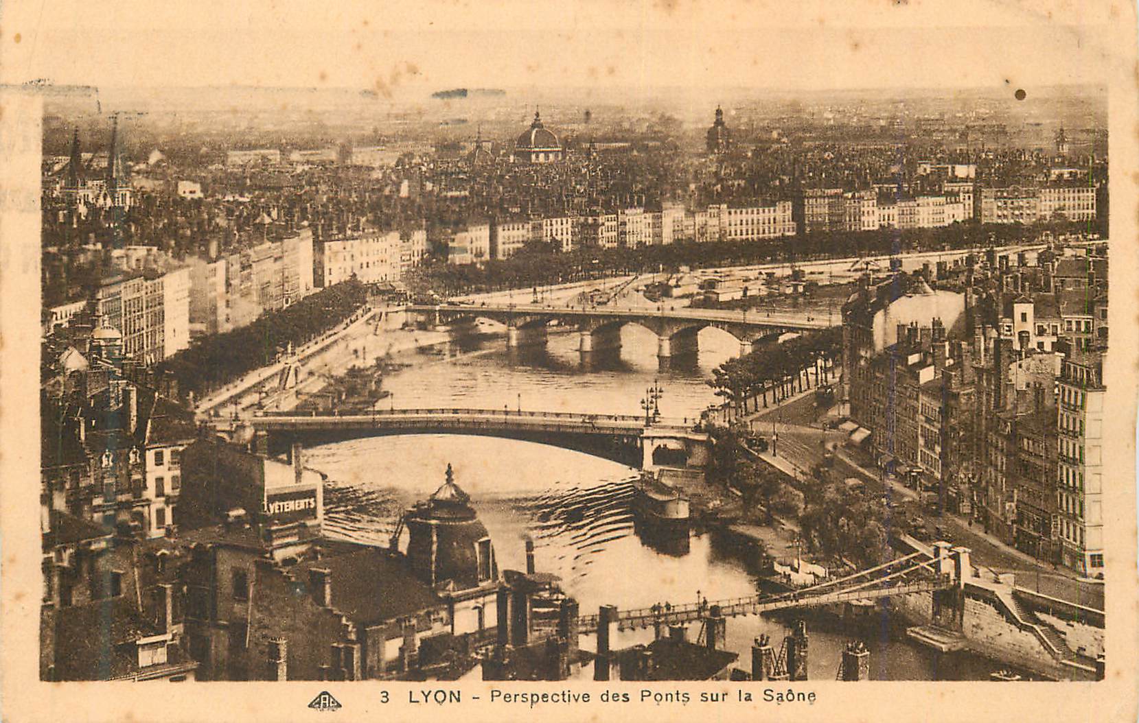 CPA Lyon perspective des ponts sur la saone