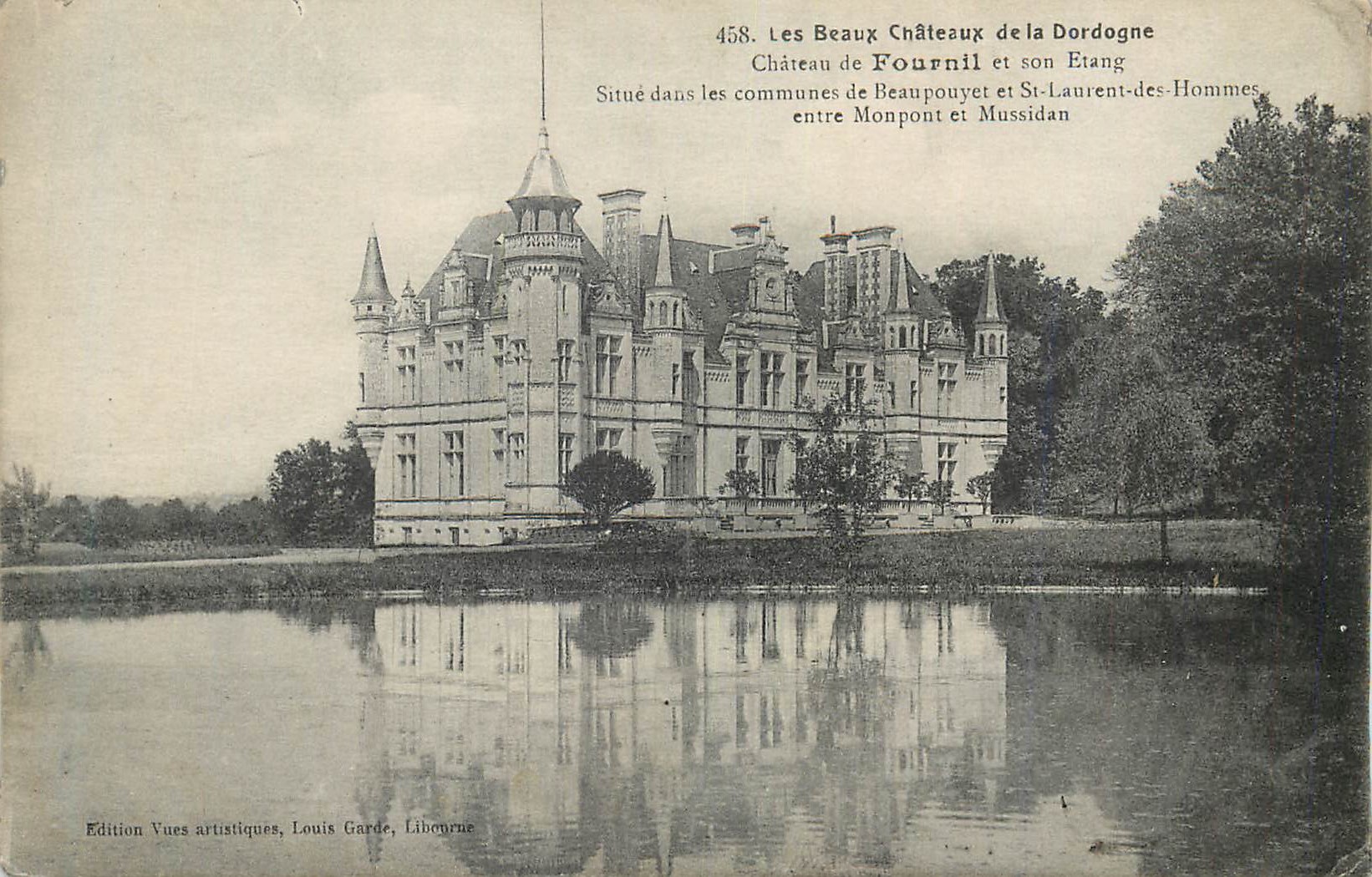 Château de Fournil et son Étang — Les Beaux Châteaux de la Dordogne — Édition Vues artistiques, Louis Garde, Libourne