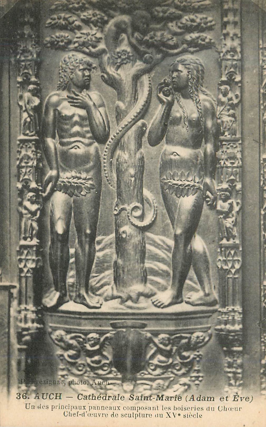 CPA Auch cathedrale saint marie (adam et eve)