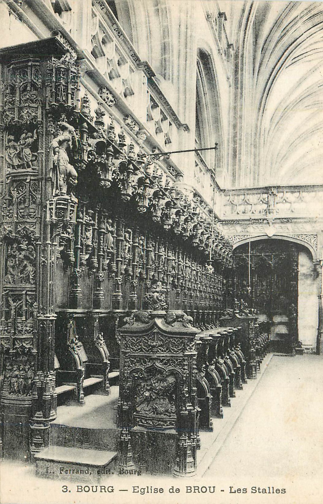 CPA Bourg eglise de brou les stalles