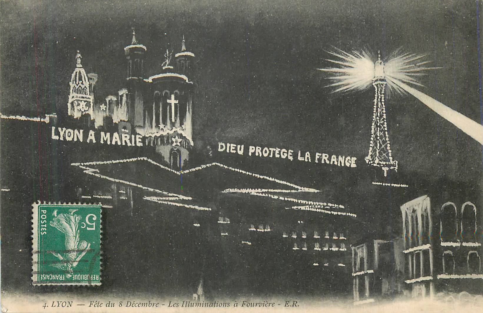 CPA Lyon fete du 8 decembre les illuminations a fourviere