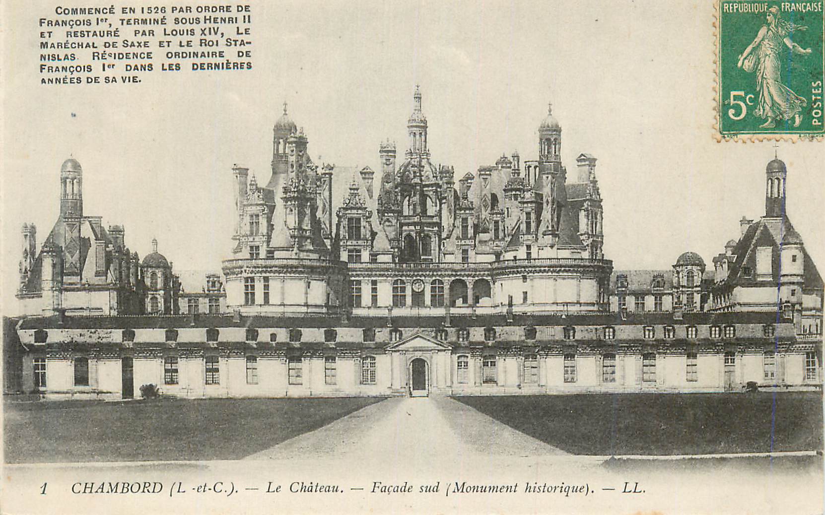 CPA Chambord (l et c) le chateau facade sud (monument historique)