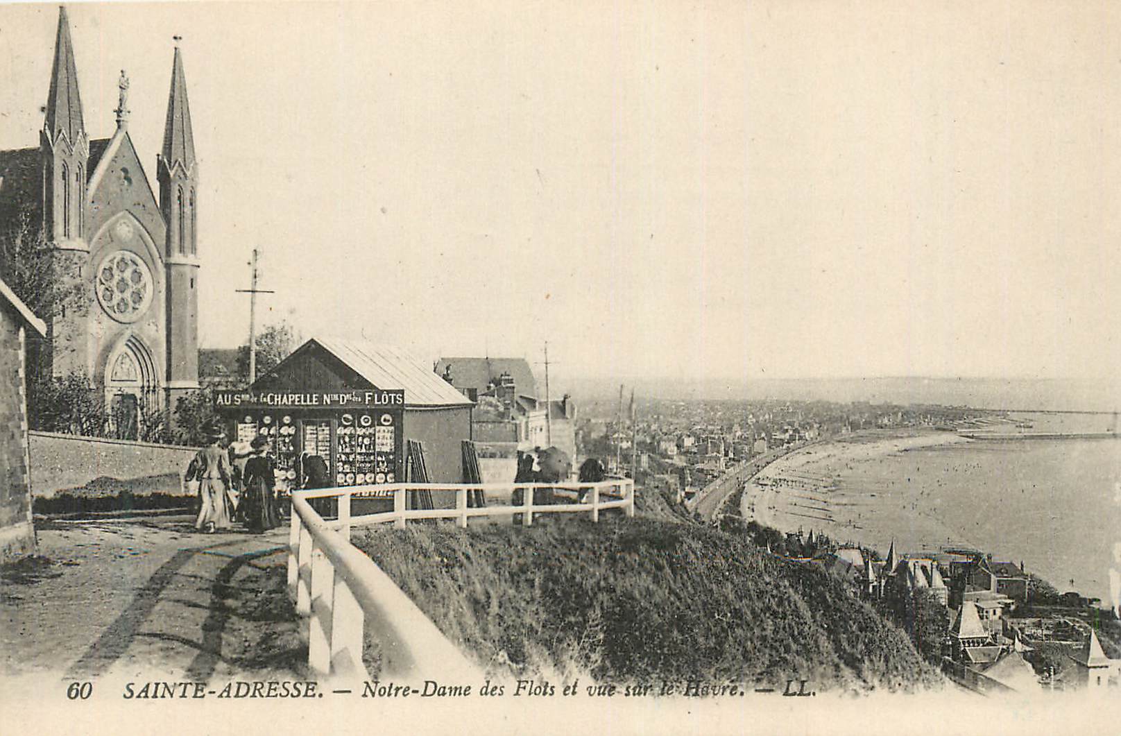 CPA Sainte adresse notre dame des flots et vue de havre