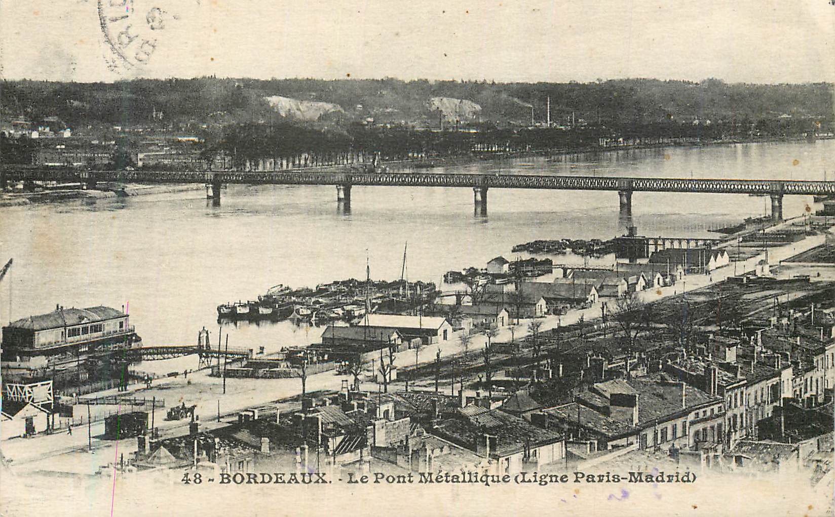 CPA Bordeaux le pont metallique (ligne paris madrid)