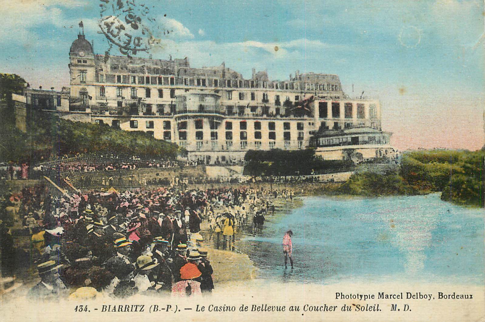 CPA Biarritz (b p) le casino de bellevue au coucher du soleil